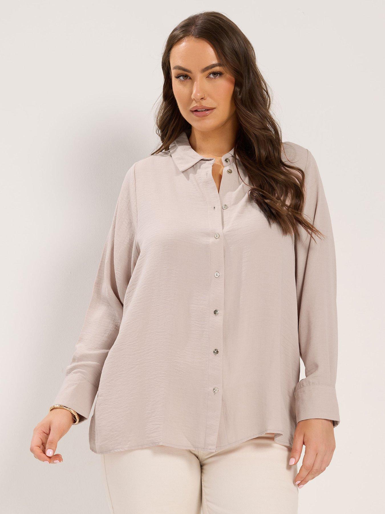 Yours Curve Long Sleeve Relaxed Shirt - Pink