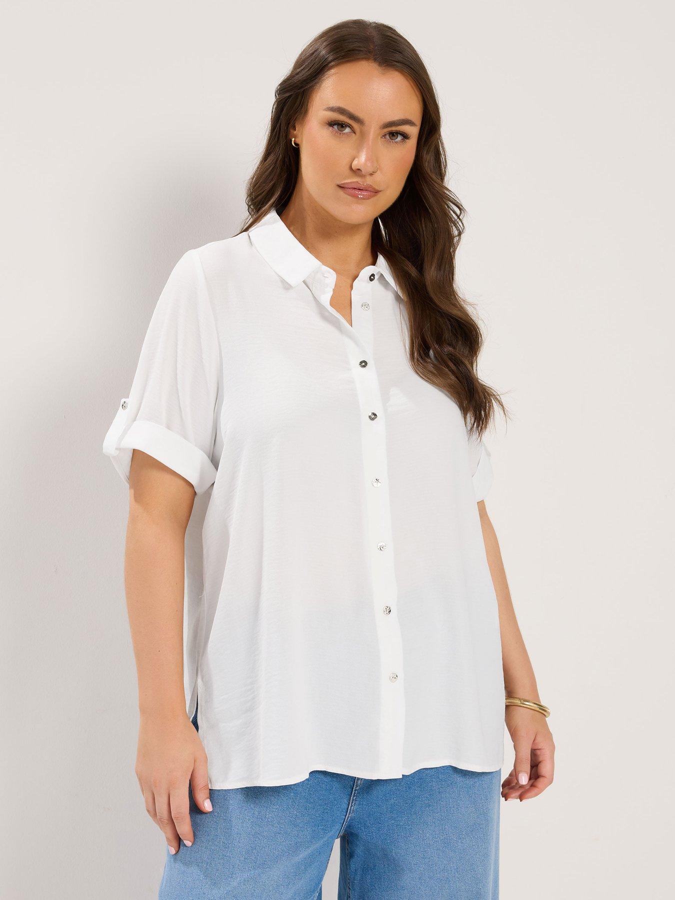 Yours Curve Short Sleeve Relaxed Shirt - White