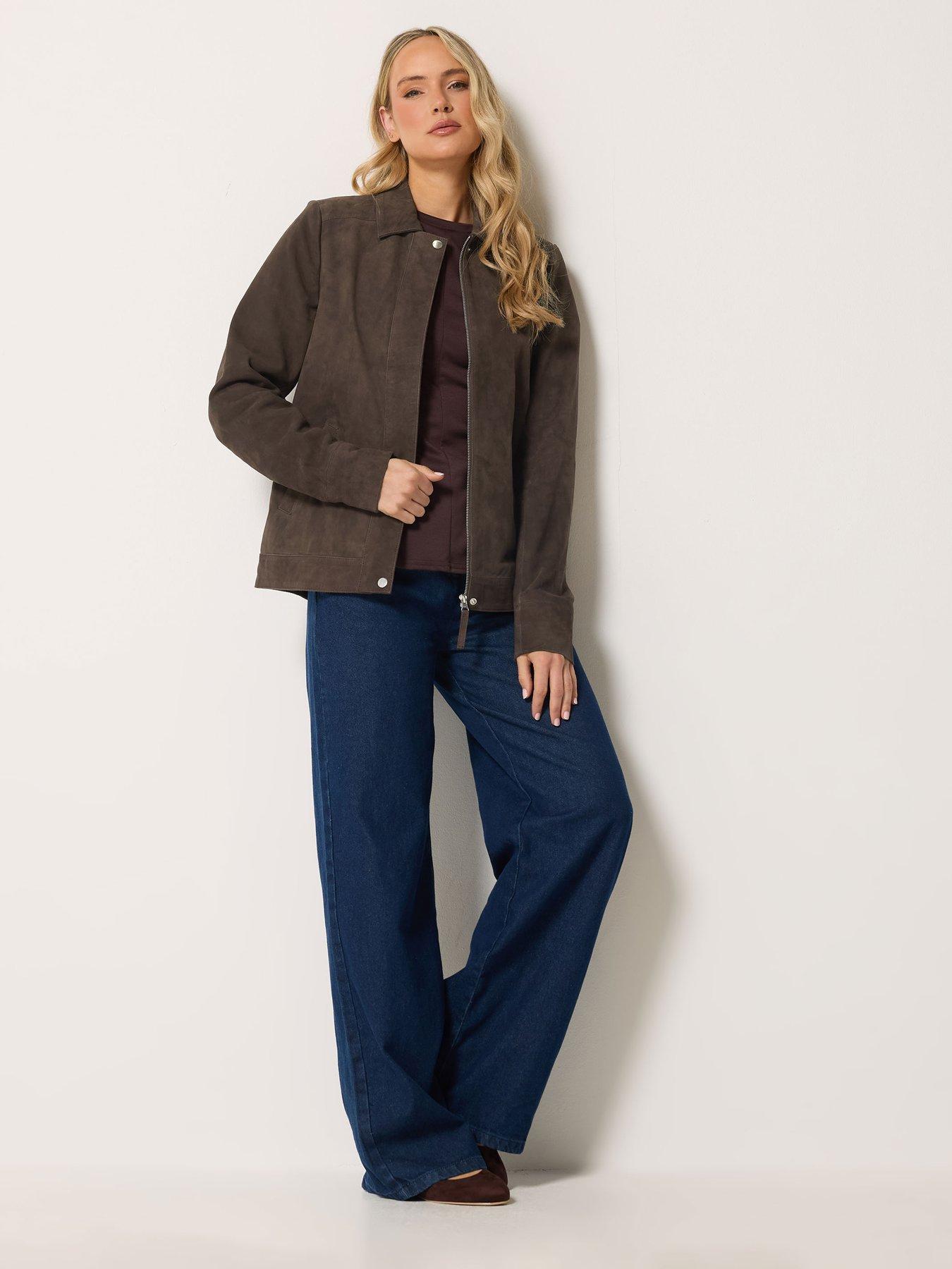 Image 3 of 4 of Long Tall Sally LTS PREMIUM Tall Suede Jacket - Brown