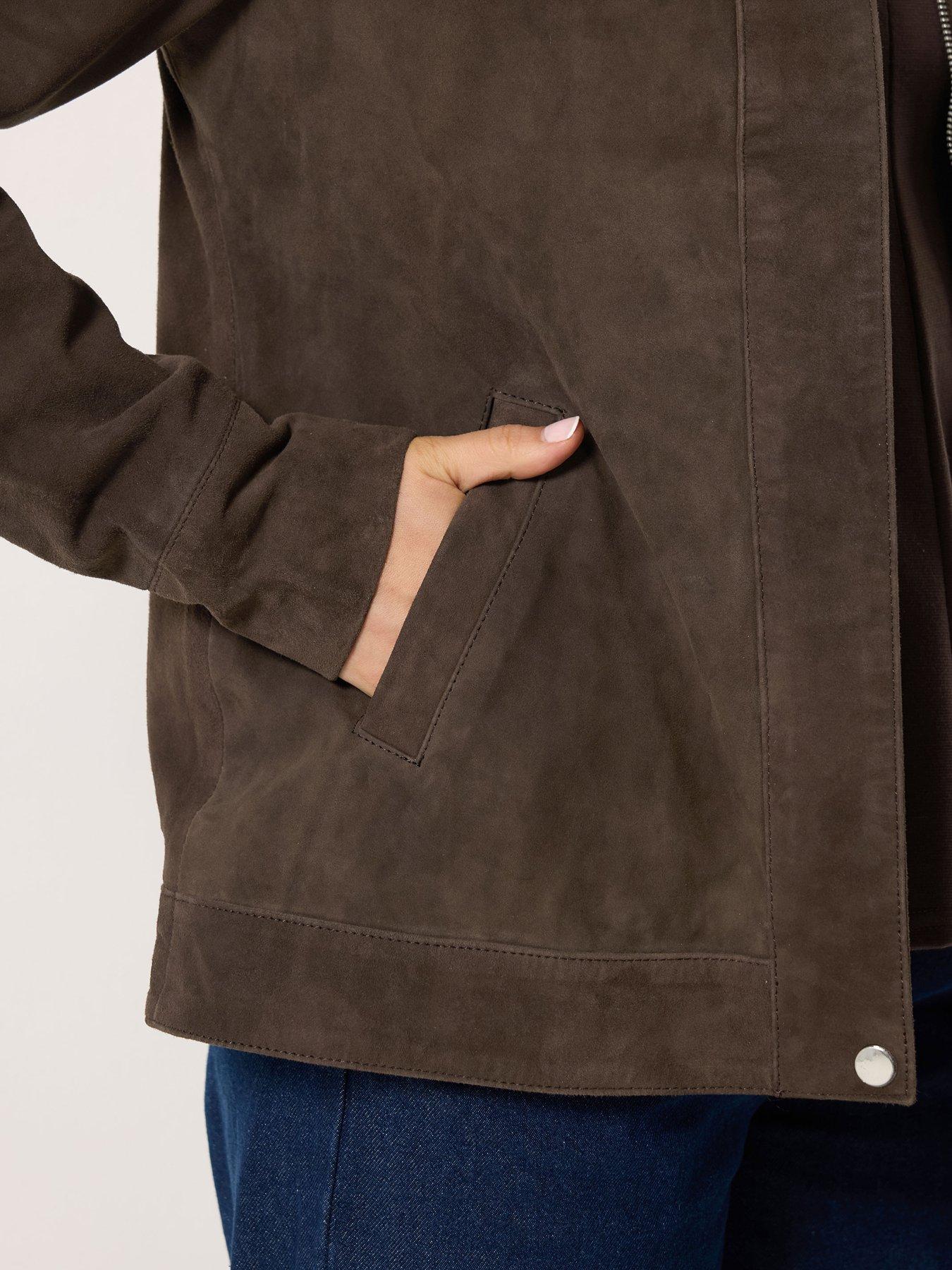 Image 4 of 4 of Long Tall Sally LTS PREMIUM Tall Suede Jacket - Brown