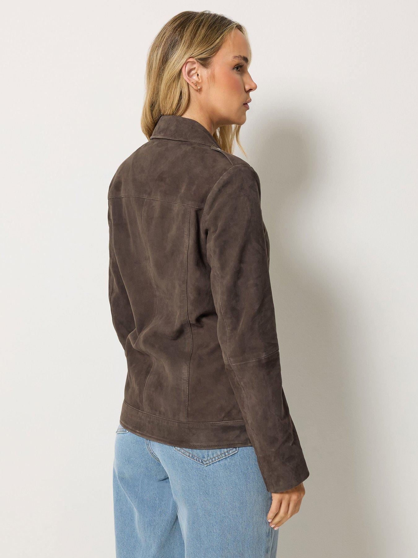 Image 2 of 4 of Long Tall Sally LTS PREMIUM Tall Suede Jacket - Brown
