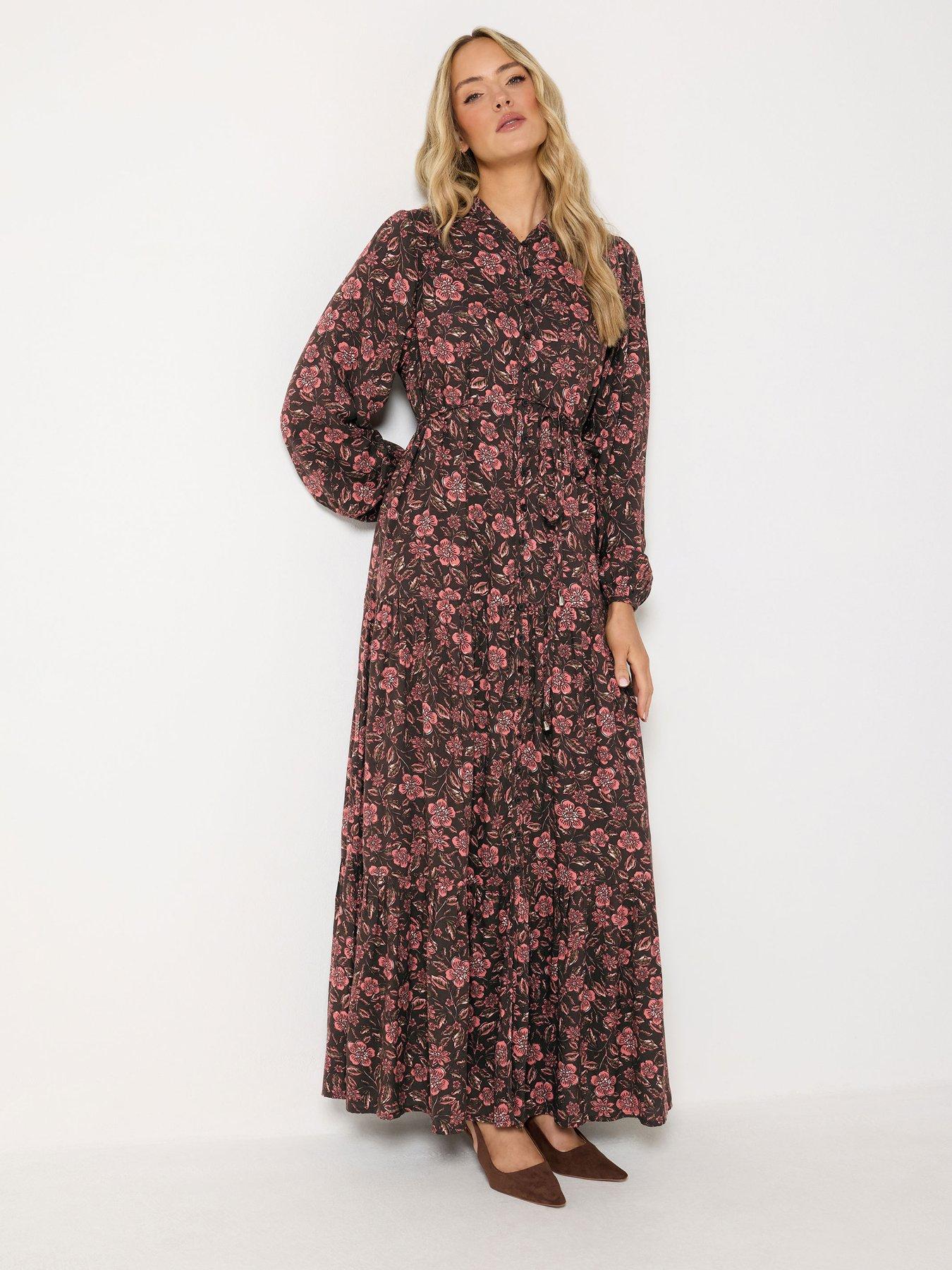 Long Tall Sally Floral Tie Waist Maxi Dress - Brown