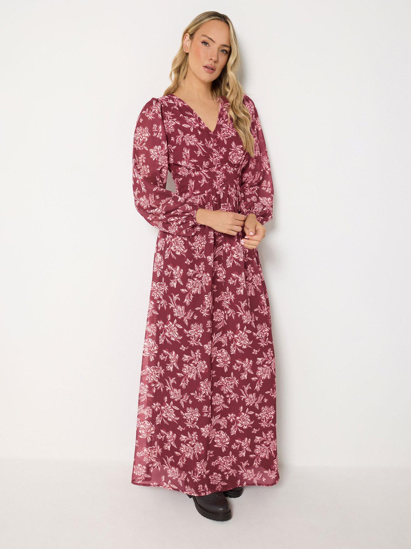 Long Tall Sally Floral Button Maxi Dress - Red