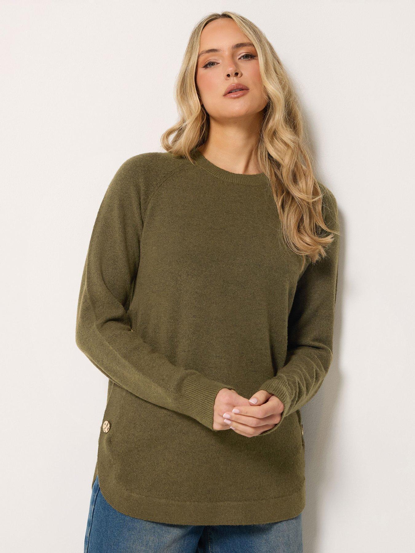 Long Tall Sally LTS Tall Longline Button Knitted Jumper - Brown