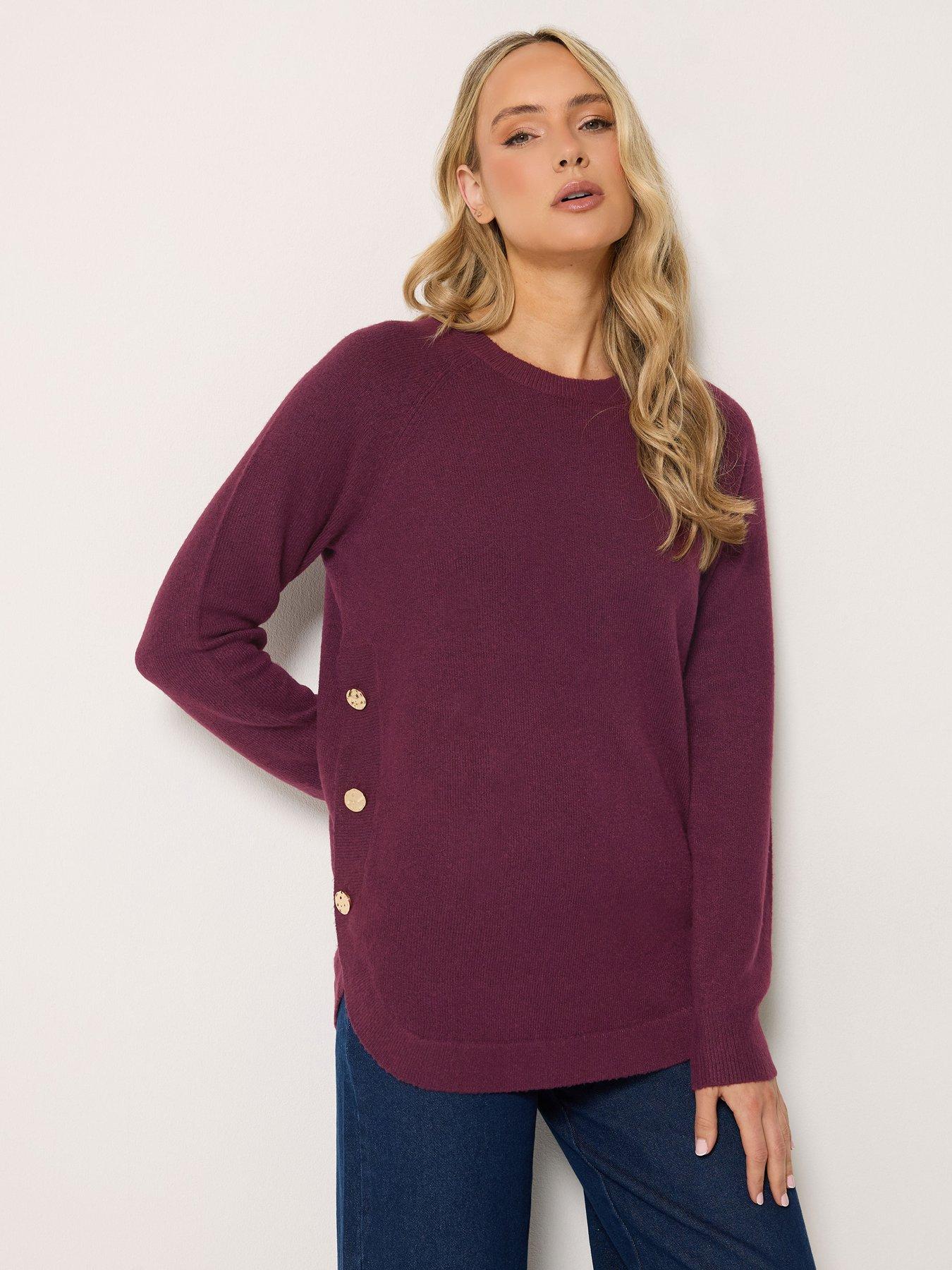 Image 1 of 4 of Long Tall Sally Longline Button Jumper - Dark Red