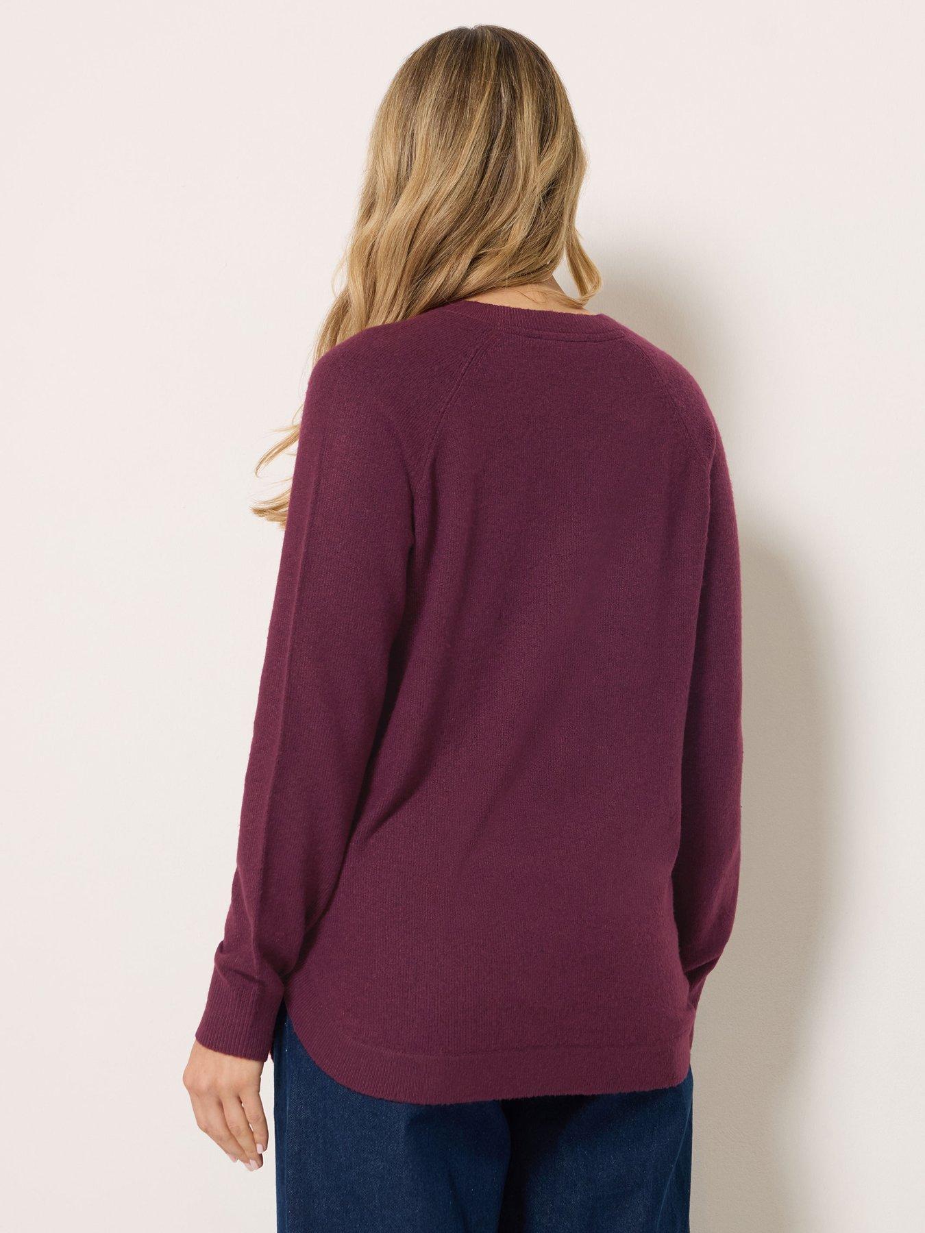 Image 2 of 4 of Long Tall Sally Longline Button Jumper - Dark Red