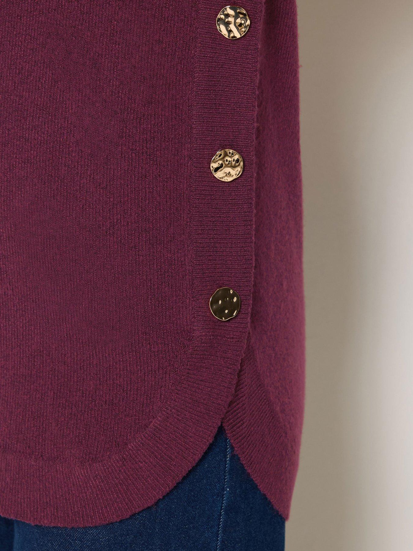 Image 4 of 4 of Long Tall Sally Longline Button Jumper - Dark Red