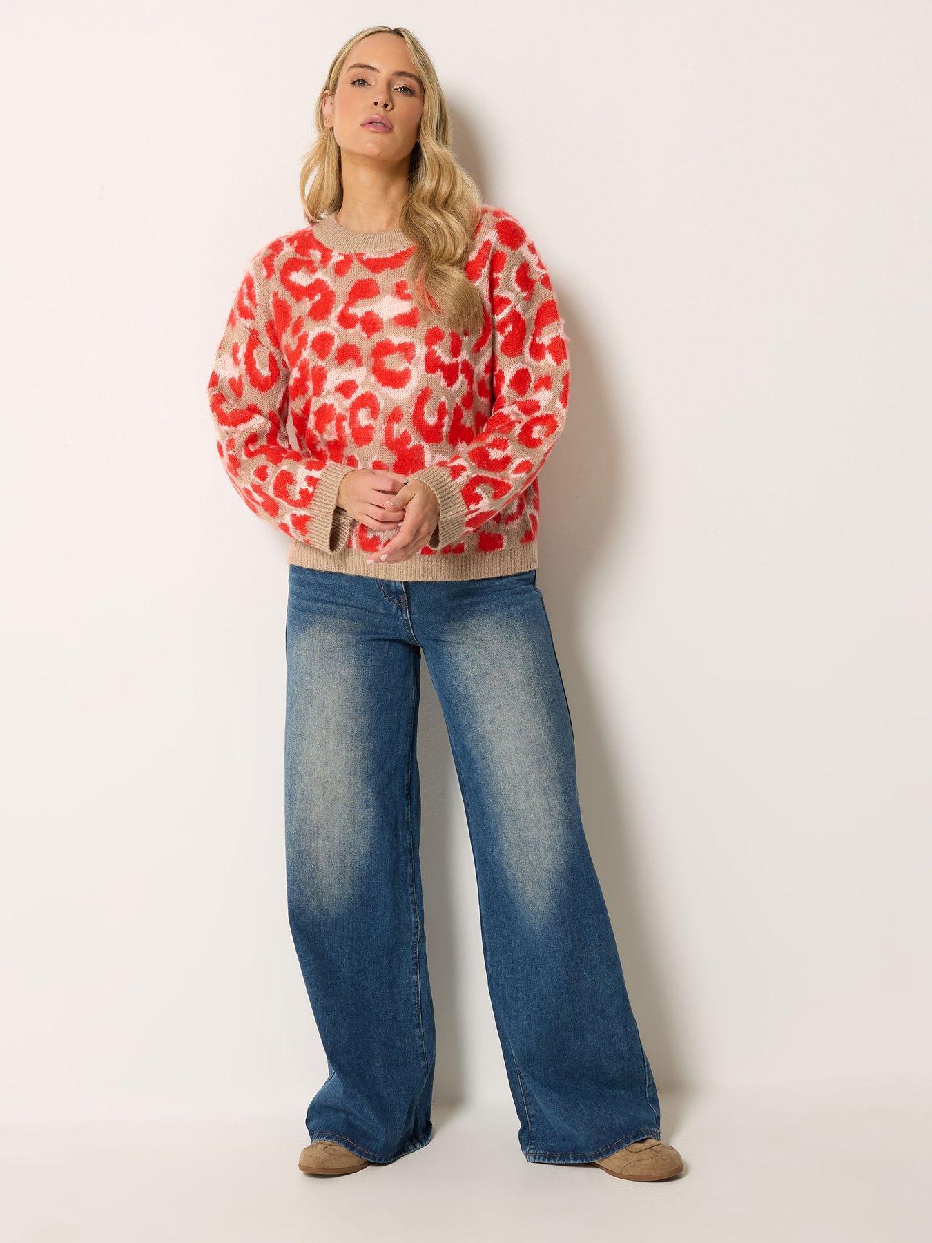 Image 3 of 4 of Long Tall Sally Leopard Print Jumper - Red