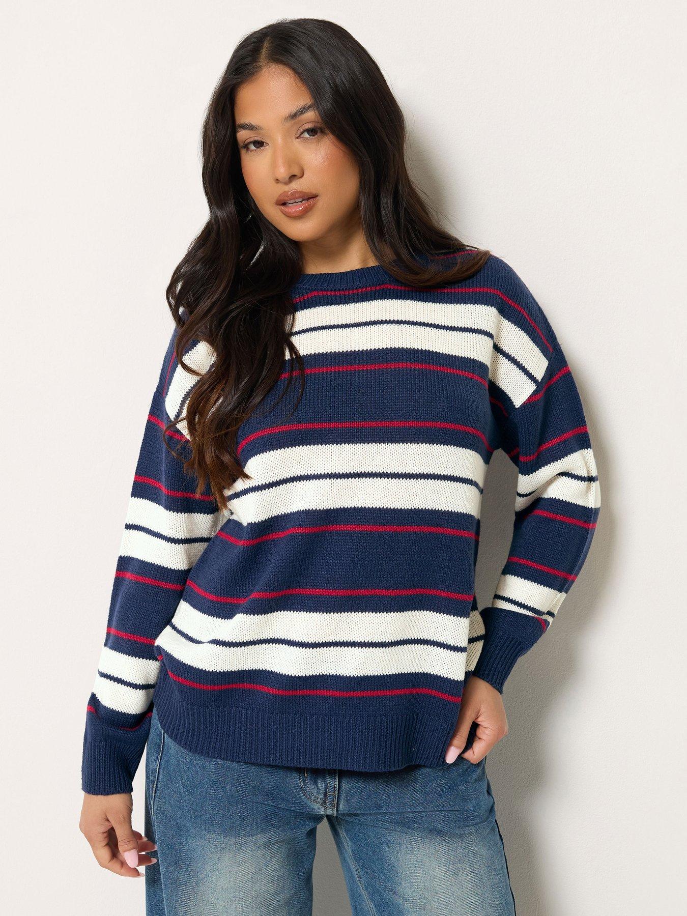 PixieGirl Petite Stripe Crew Neck Jumper - Blue