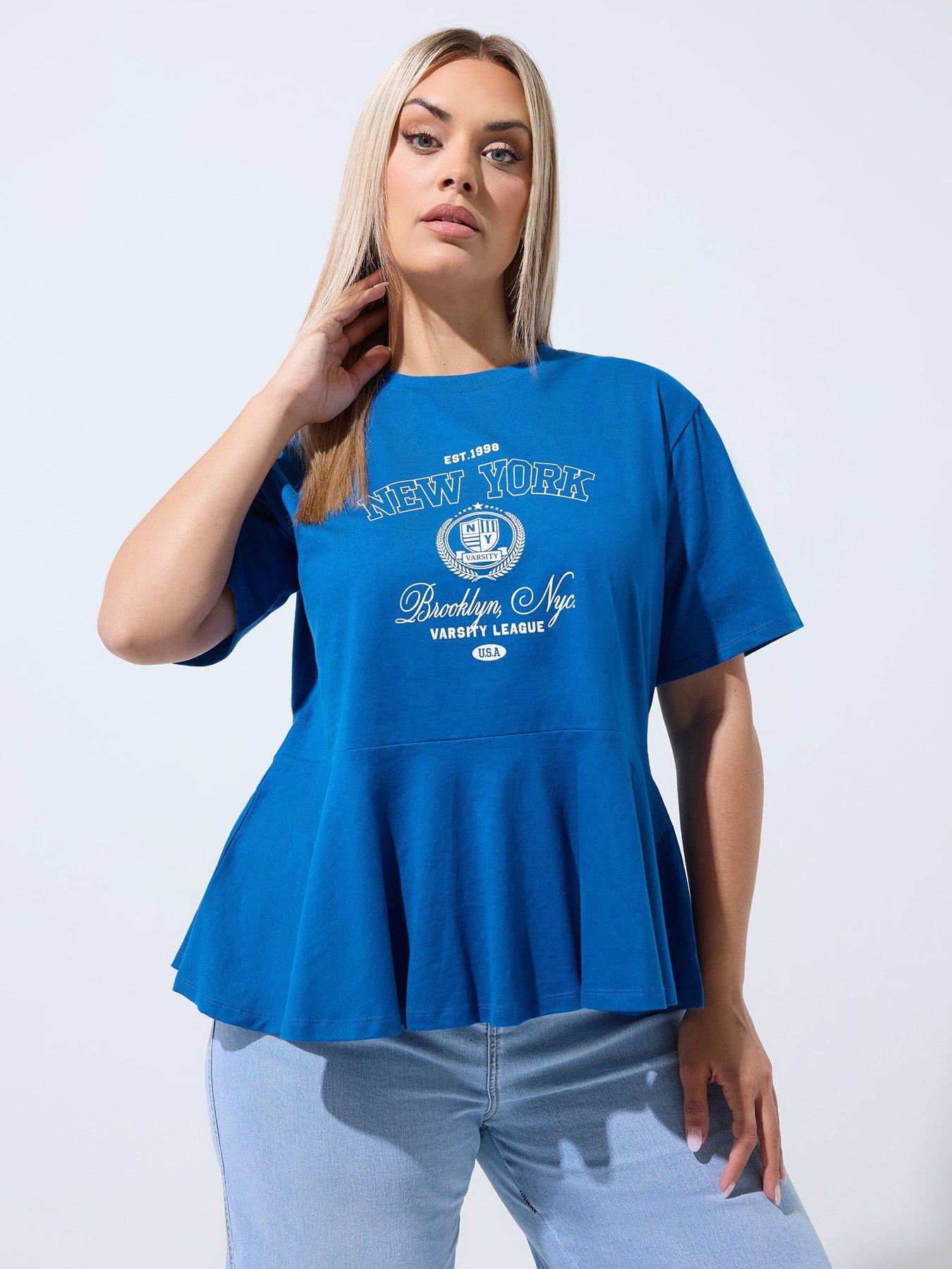 Yours LIMITED COLLECTION New York Sporty Peplum Top - Blue