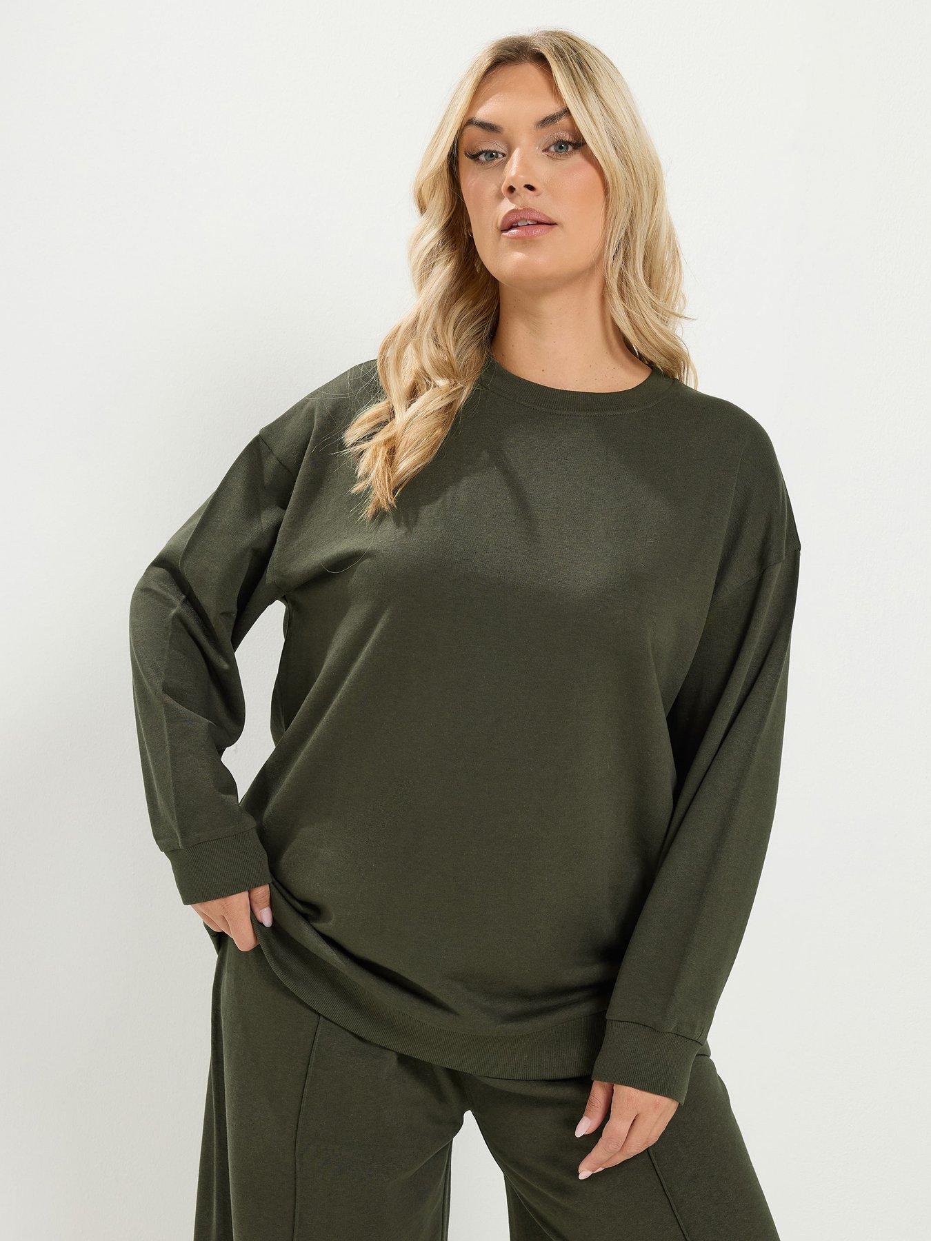 Yours Curve Crew Neck Sweatshirt - Green