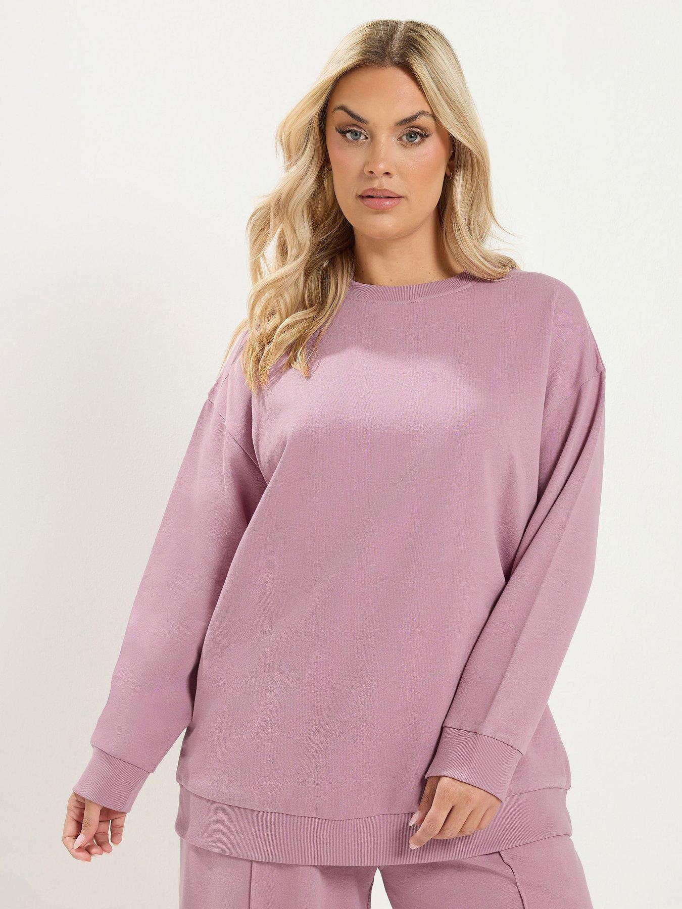 Yours Curve Crew Neck Sweatshirt - Pink
