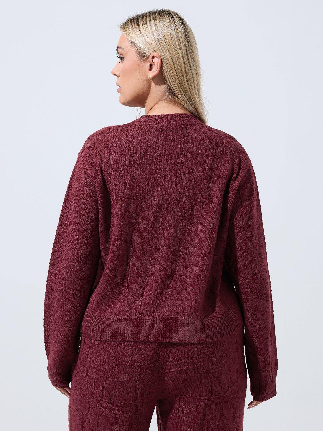 Image 2 of 4 of Yours LIMITED COLLECTION Curve Rose Jacquard Cardigan - Red