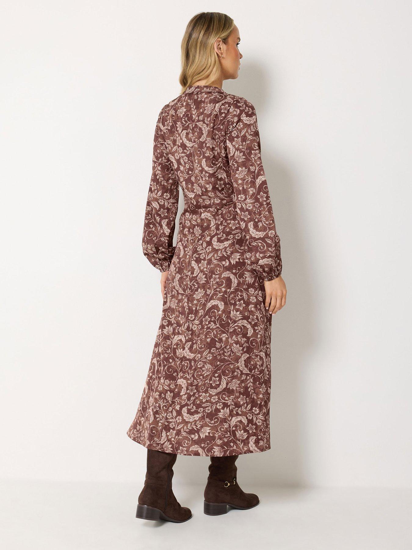 Image 2 of 4 of Long Tall Sally Half Placket Midaxi Dress - Brown
