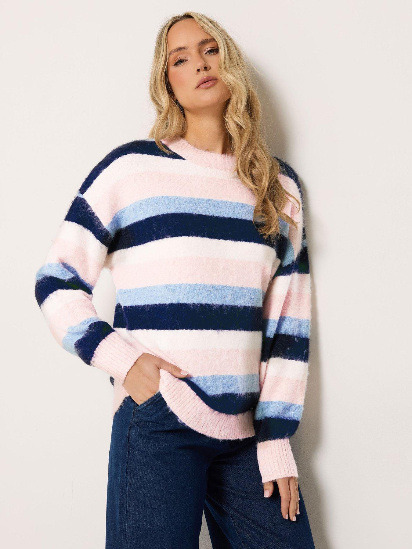 Long Tall Sally Stripe Fluffy Jumper - Pink