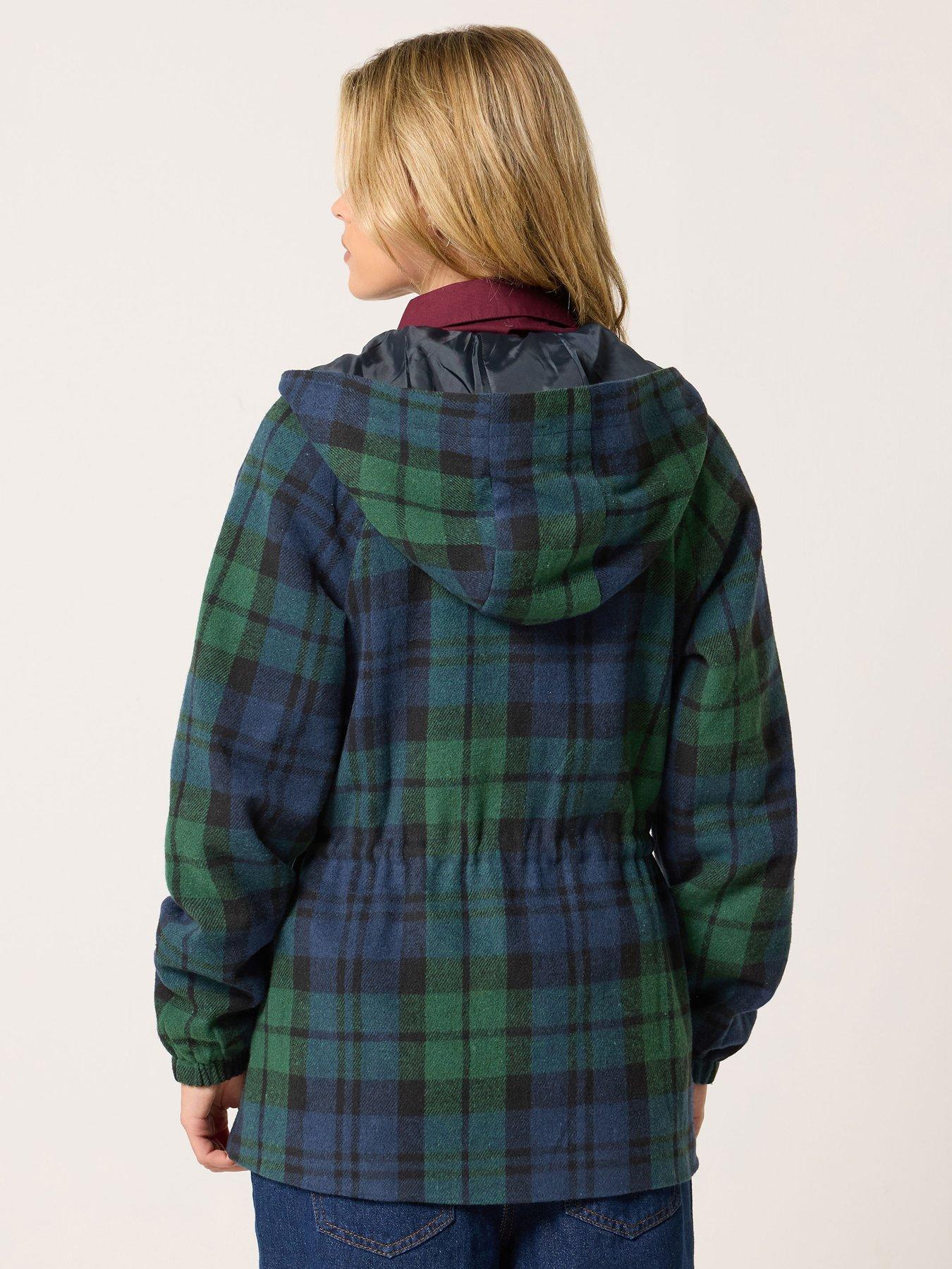 Image 2 of 4 of PixieGirl Womens Petite Brushed Check Drawcord Parka - Blue