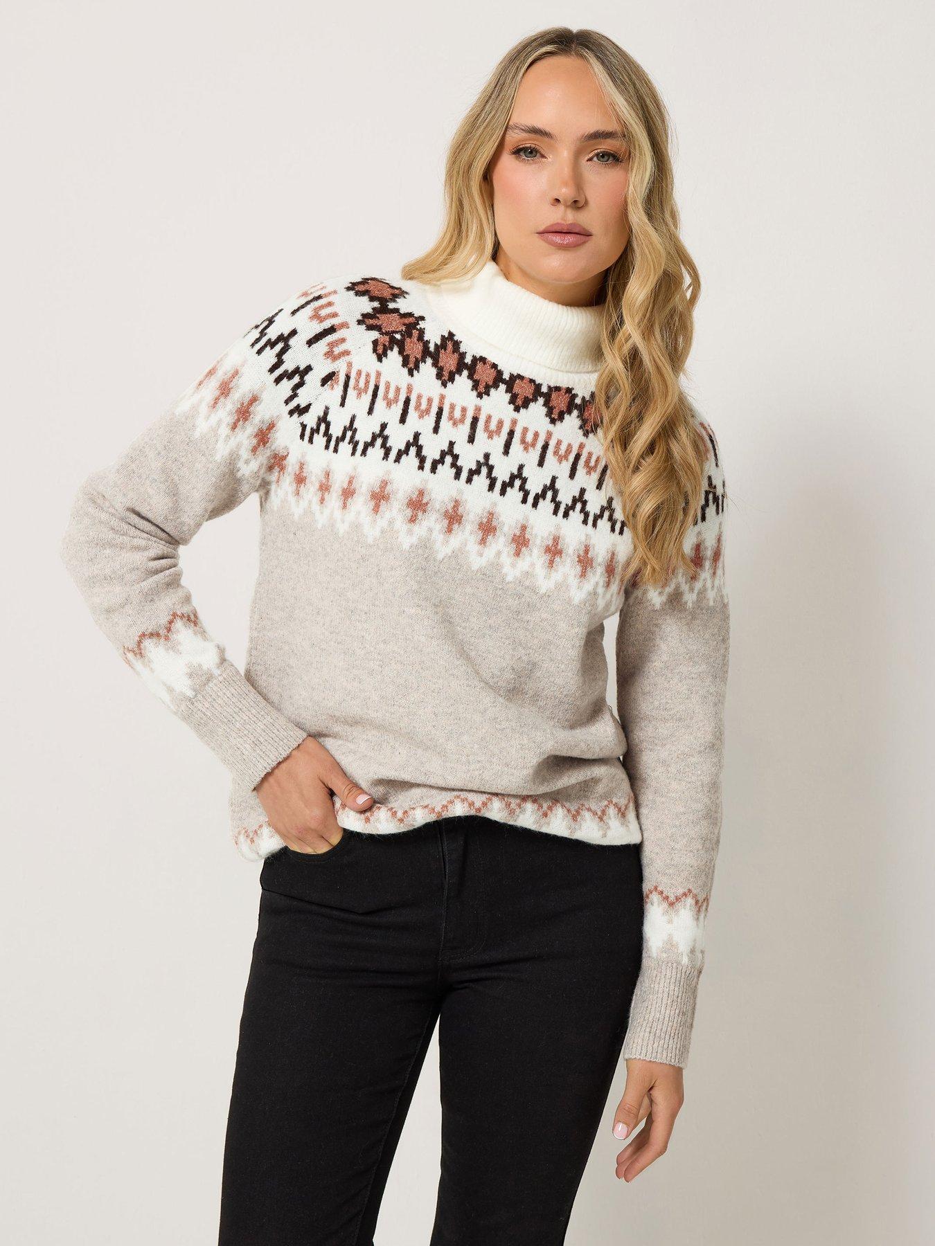 Long Tall Sally Fairisle Roll Neck Jumper - Pink