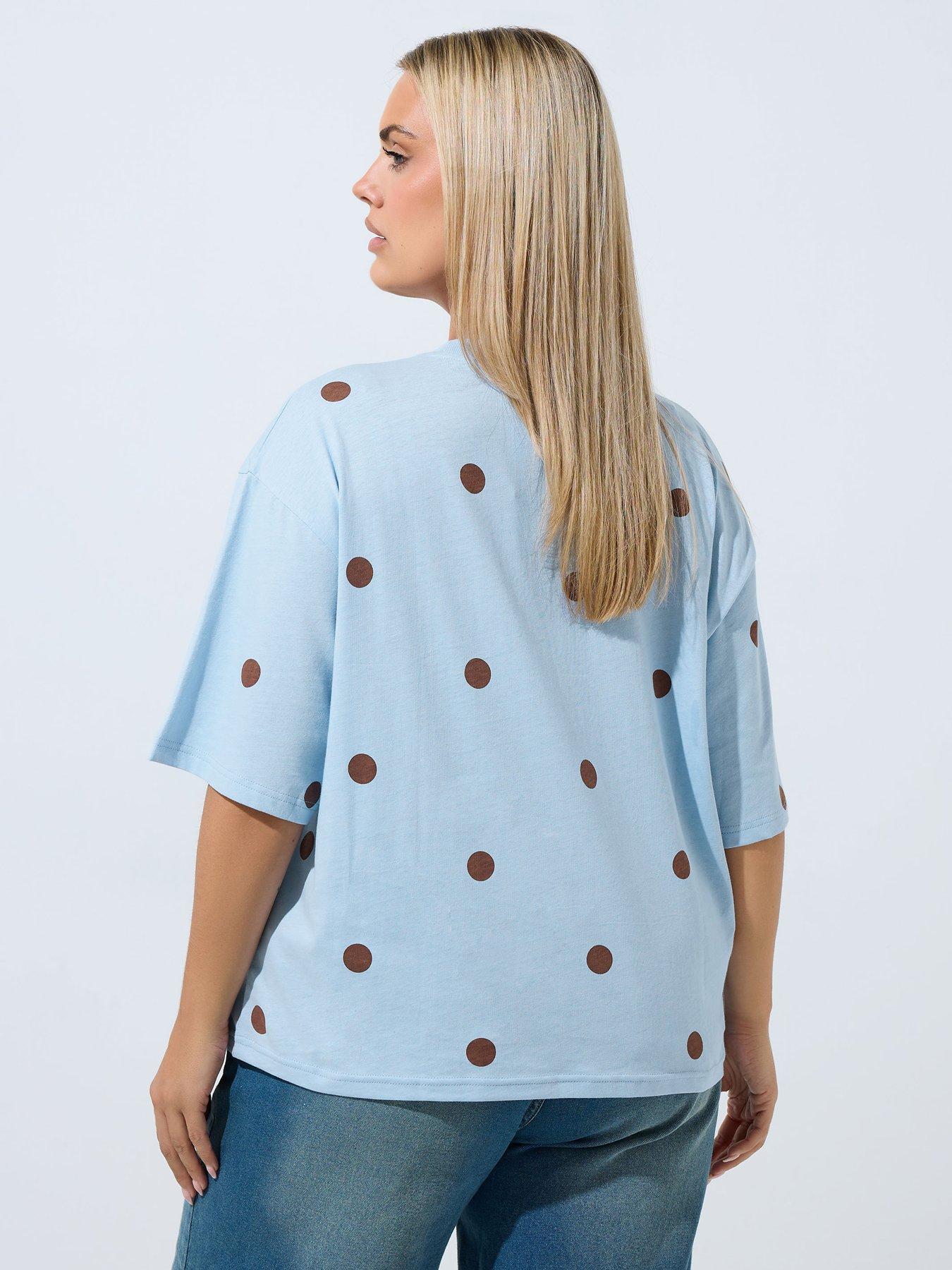 Image 2 of 4 of Yours Curve Polka Dot T-shirt