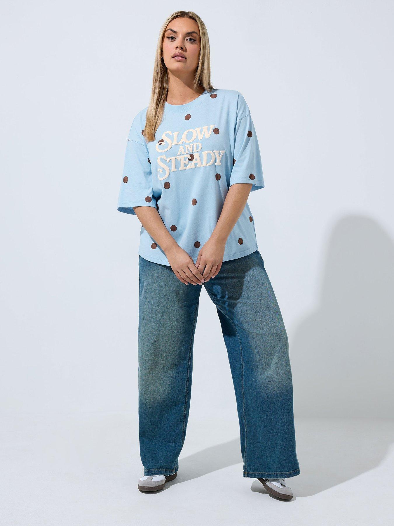 Image 3 of 4 of Yours Curve Polka Dot T-shirt