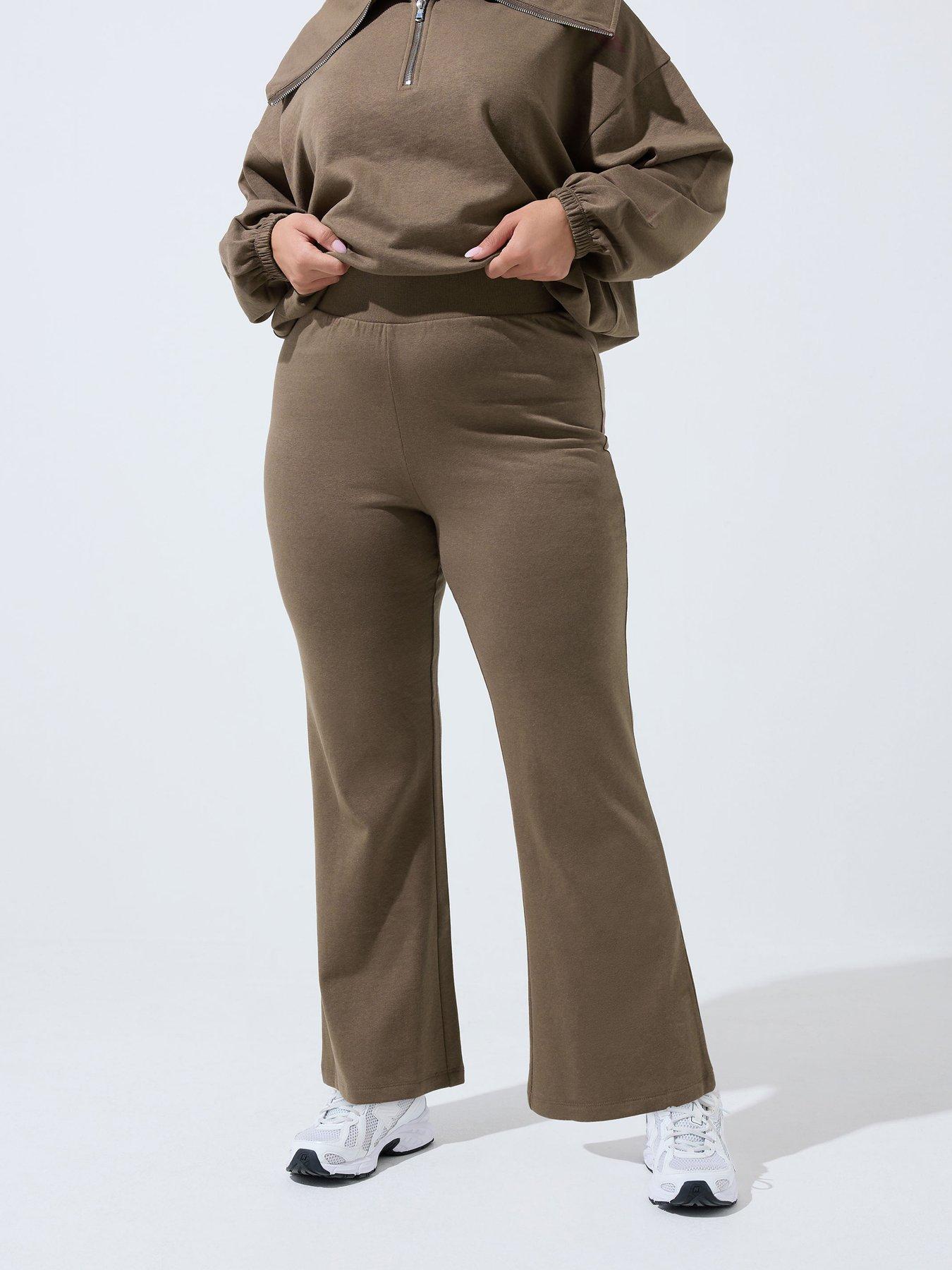 Image 1 of 4 of Yours Curve Slim Flare Jogger - Brown