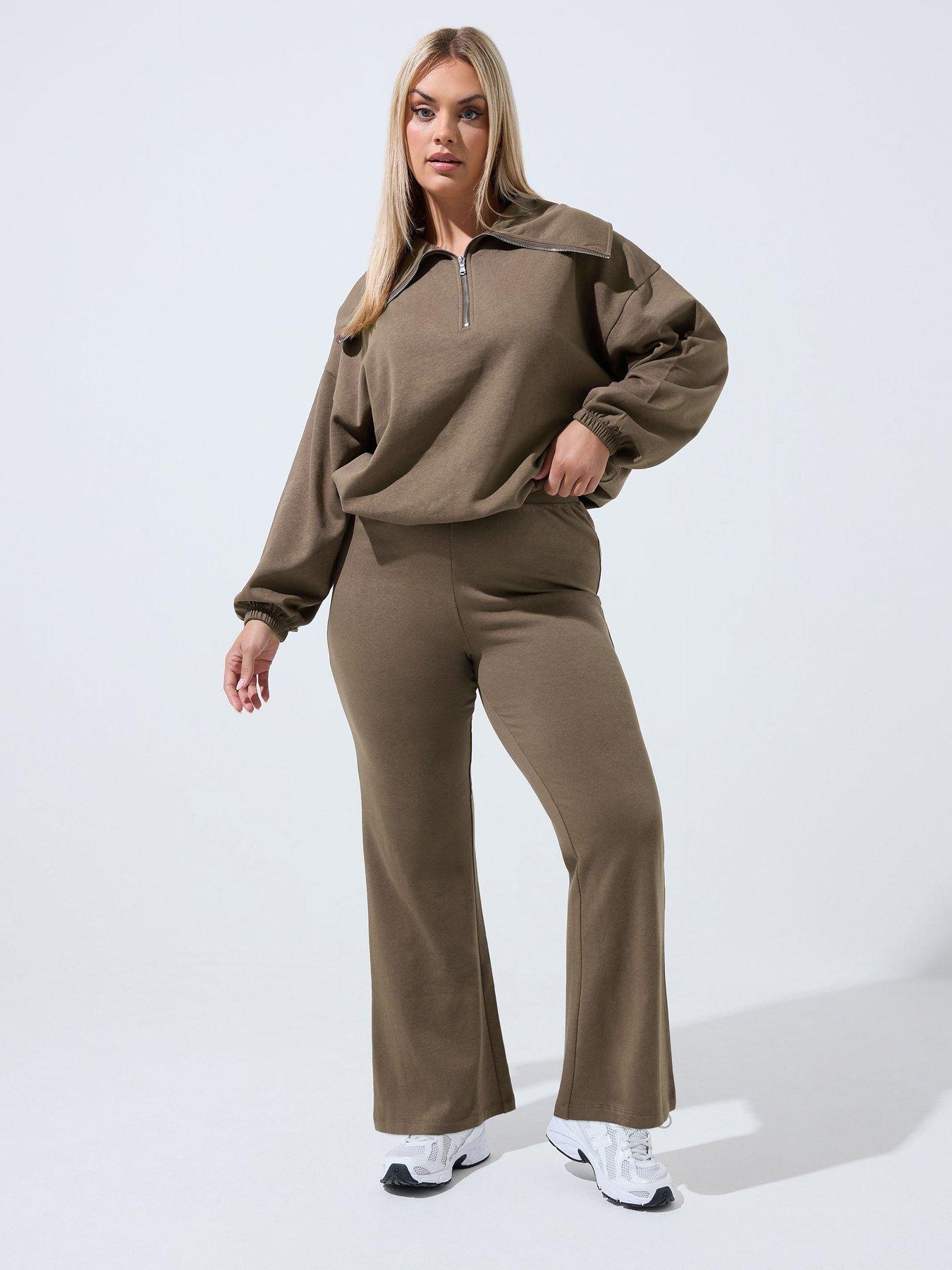 Image 3 of 4 of Yours Curve Slim Flare Jogger - Brown