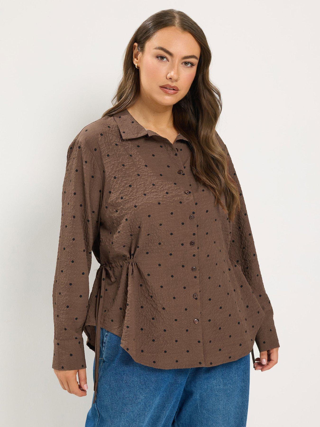 Yours Curve Polka Textured Side Ruched Shirt