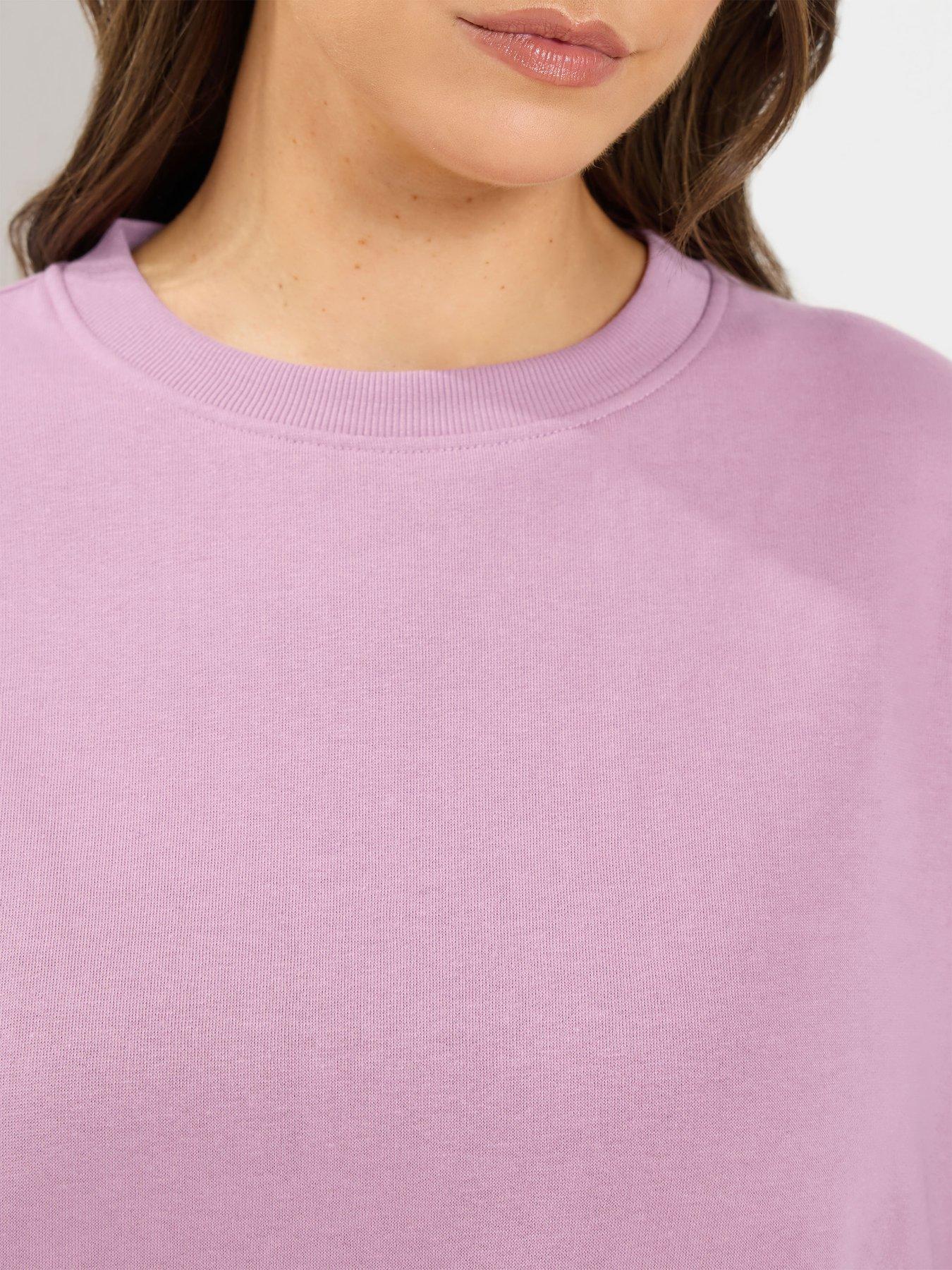 Image 3 of 3 of Yours Curve Crew Neck Sweatshirt And Jogger Set 28" - Pink