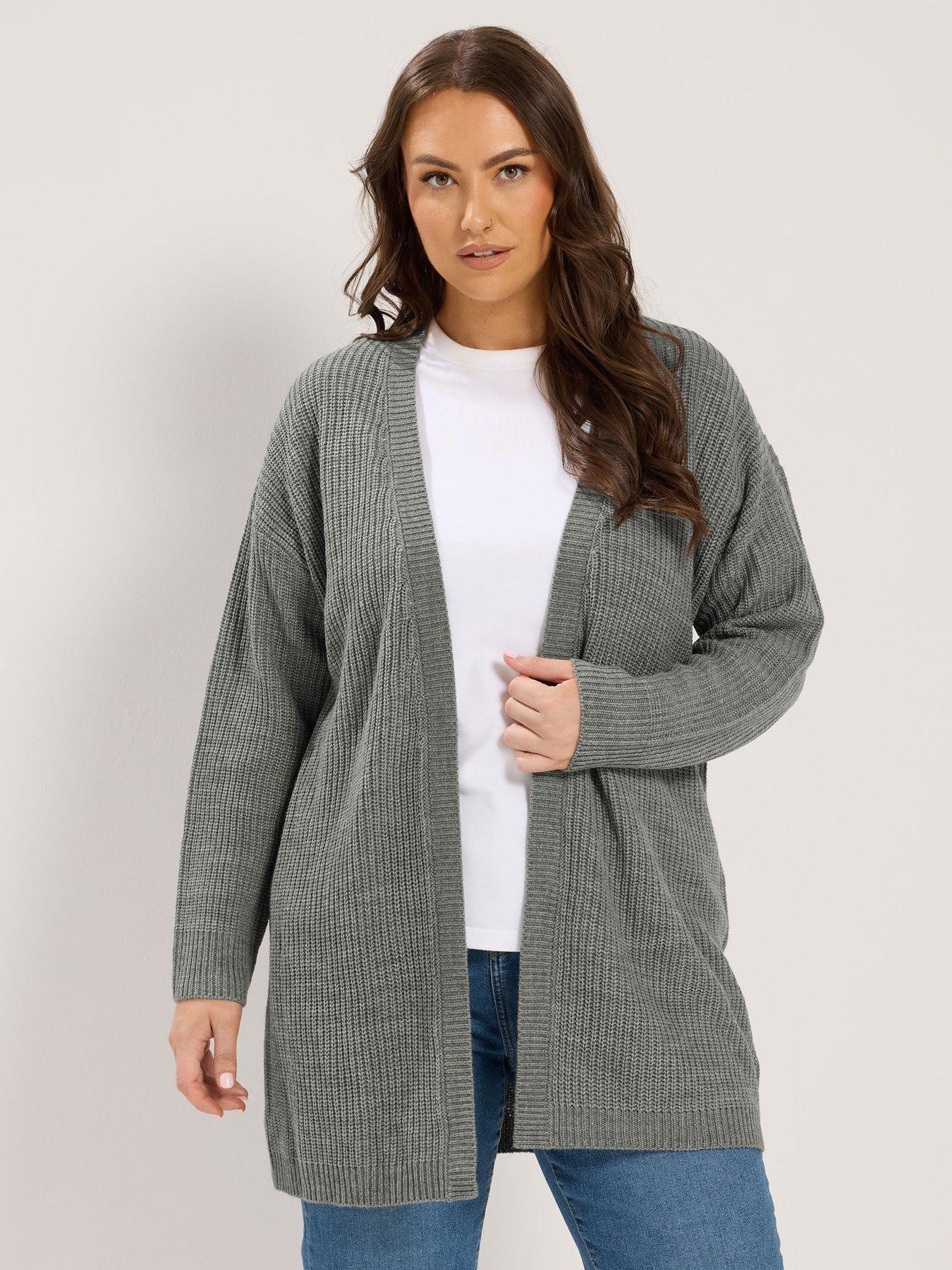 Yours Curve Knitted Cardigan - Grey