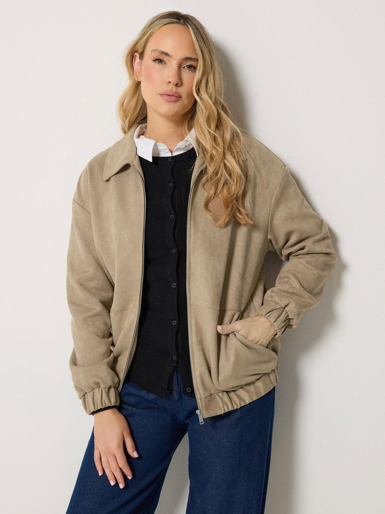 Long Tall Sally Natural Collar Suedette Jacket - Cream