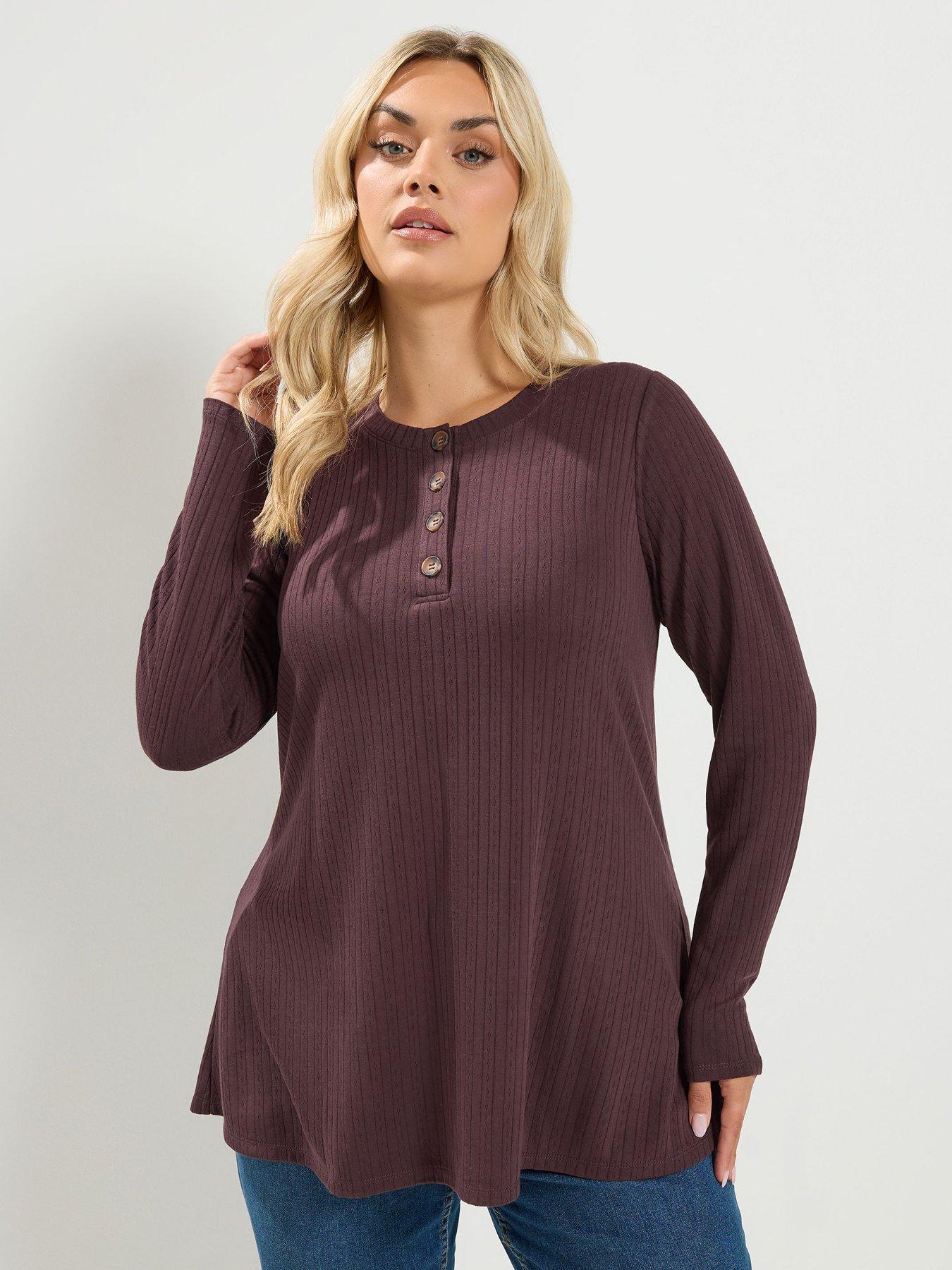 Yours Curve Pointelle Henley Top