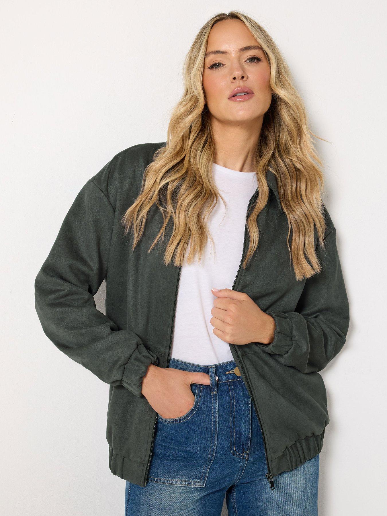 Long Tall Sally Charcoal Collar Suedette Jacket - Grey