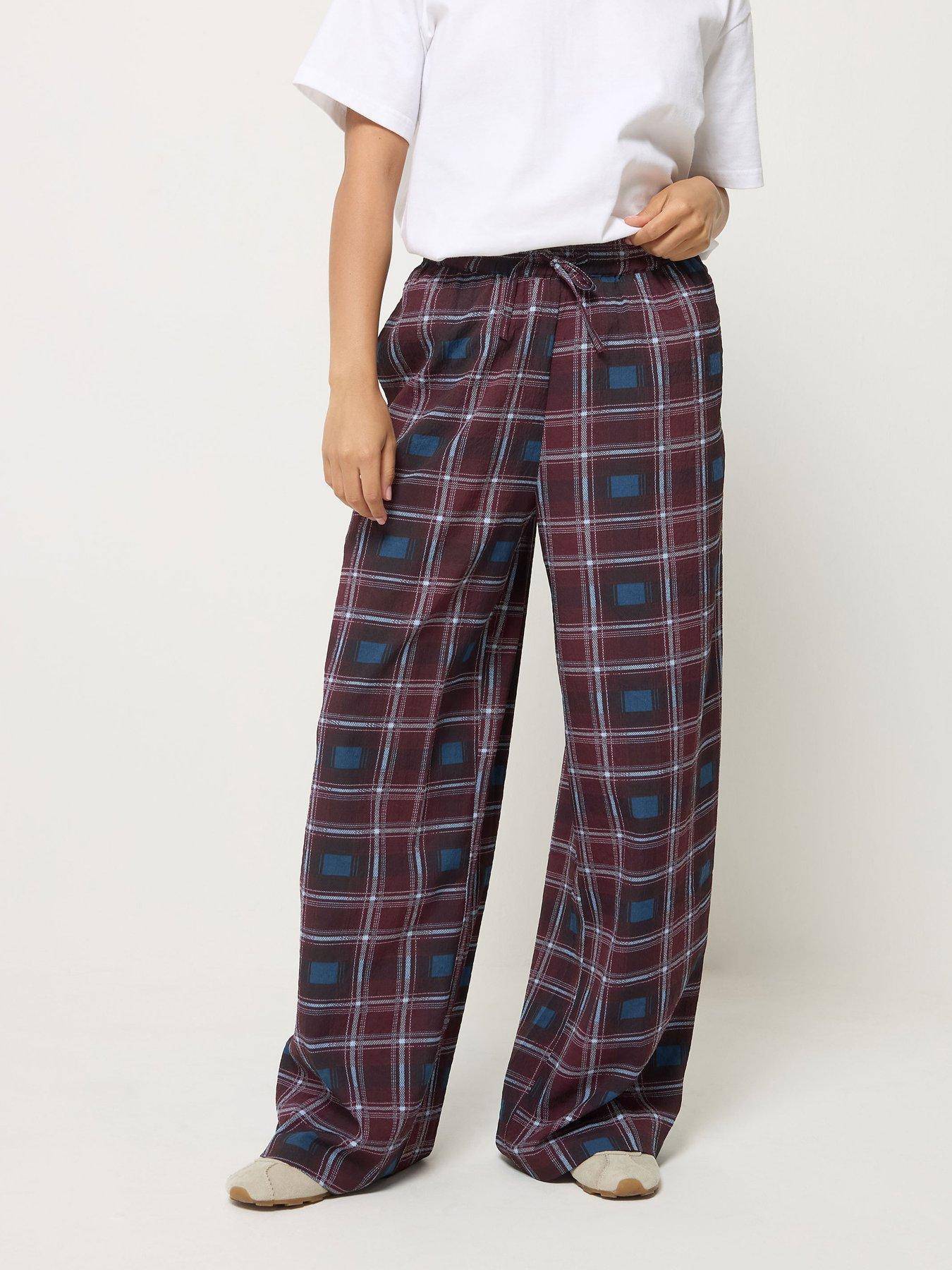 PixieGirl Petite Check Wide Leg Trouser - Red