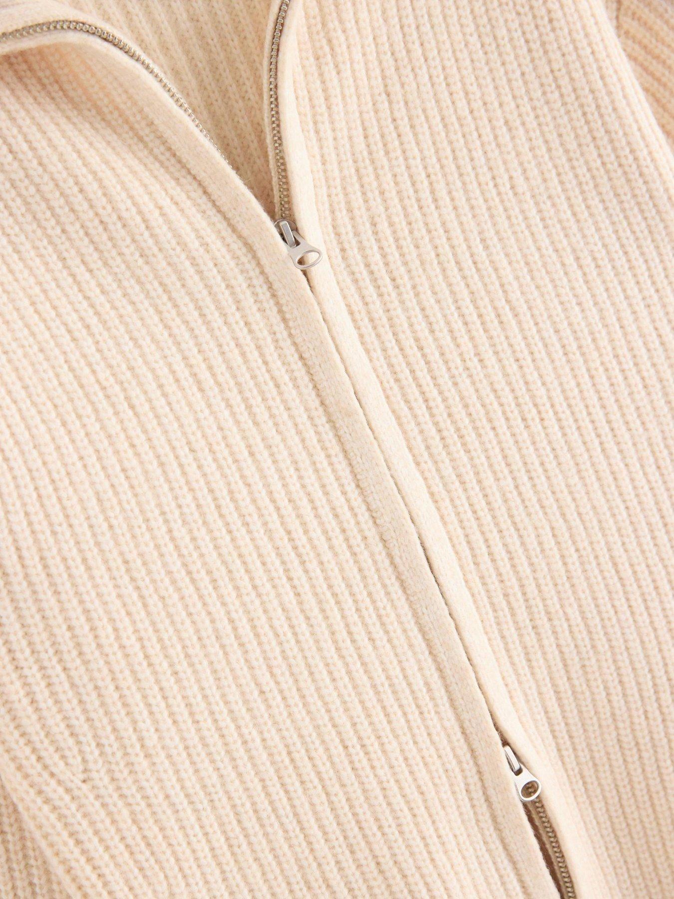 Image 4 of 4 of Lindex Women's Fia Knitted Zip Cardigan with Balloon Sleeves - Light Beige