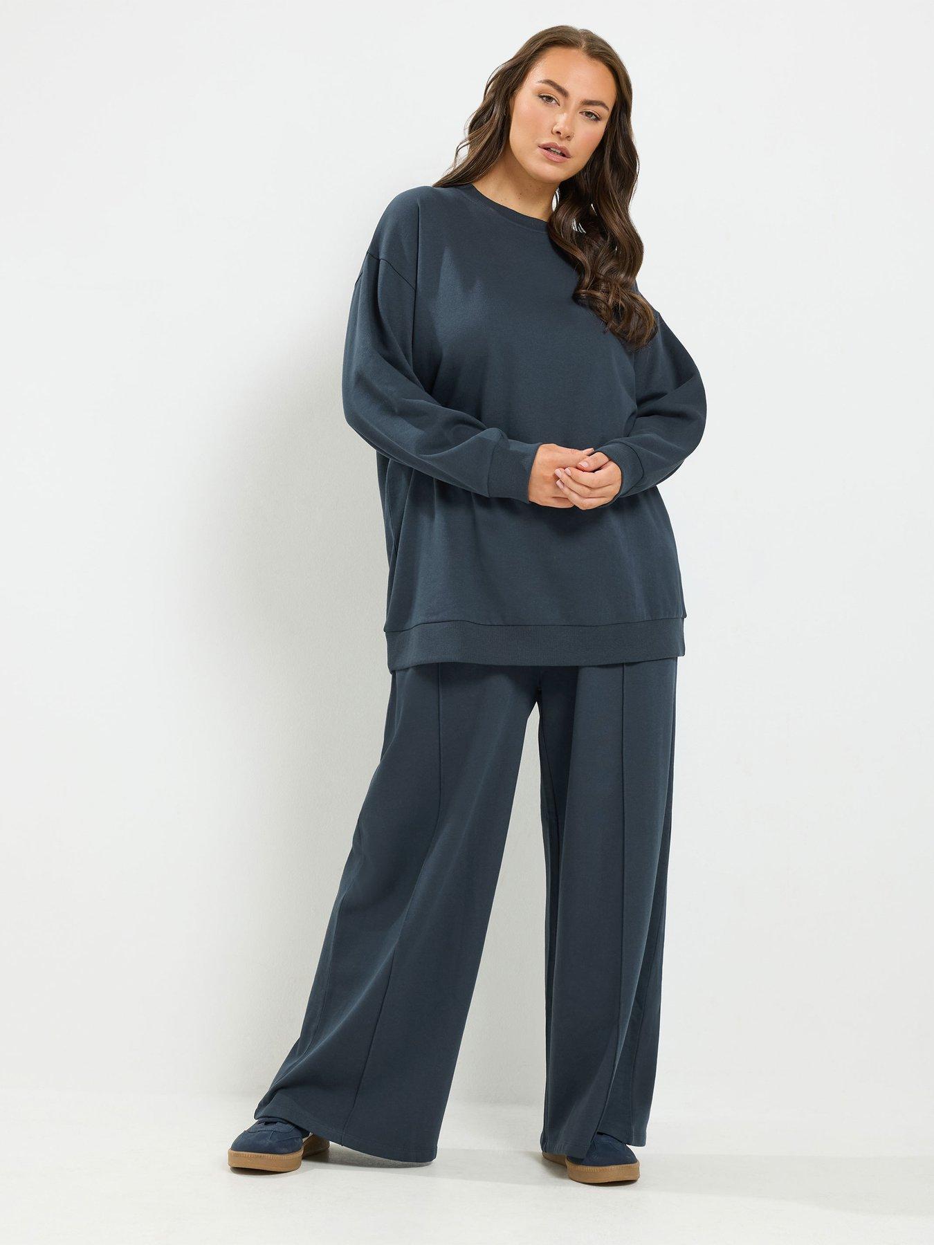 Yours Curve Sweatshirt And Jogger 28" Set - Blue