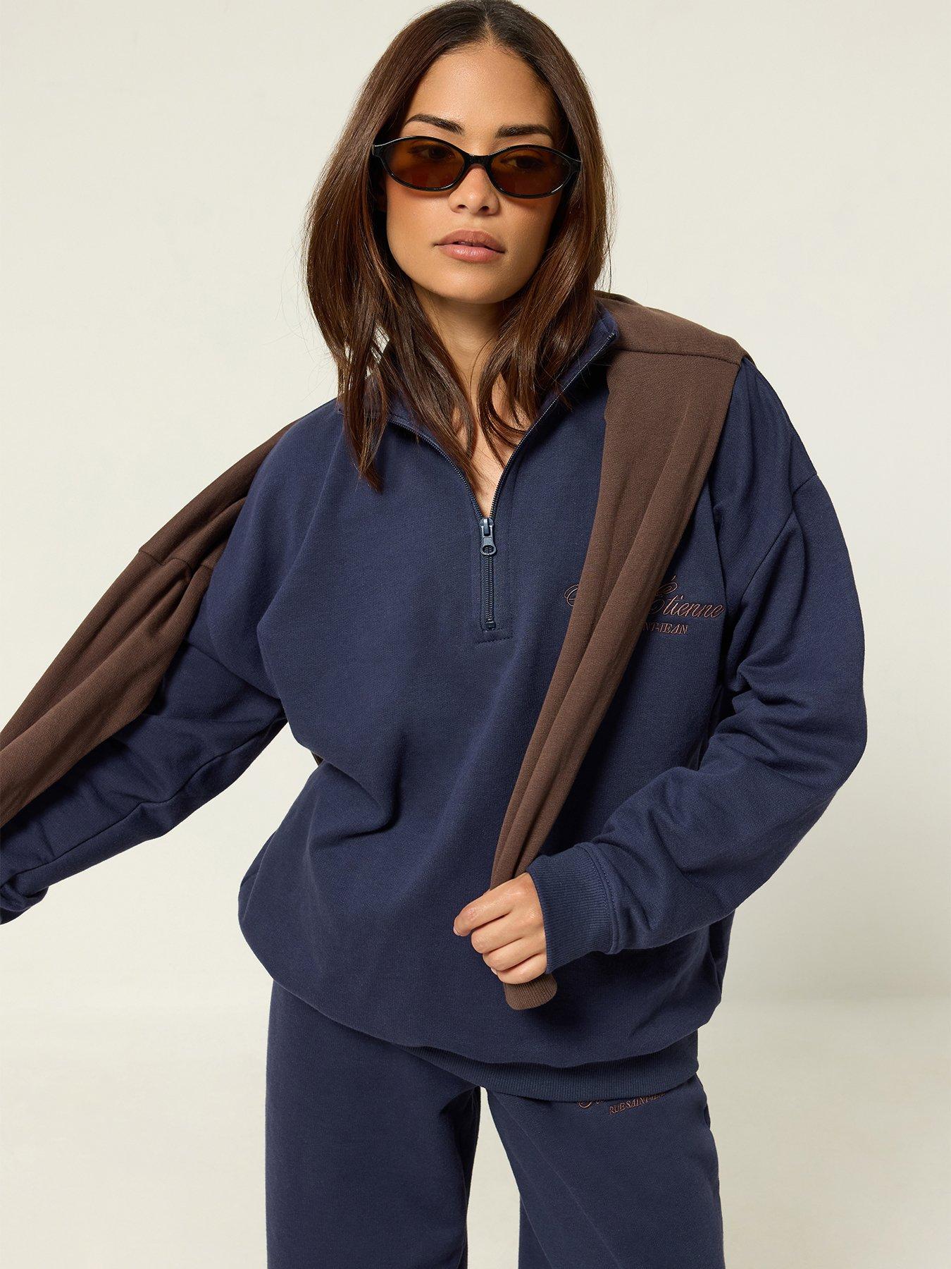 Image 1 of 4 of PixieGirl Petite Quarter Zip Sweatshirt - Blue