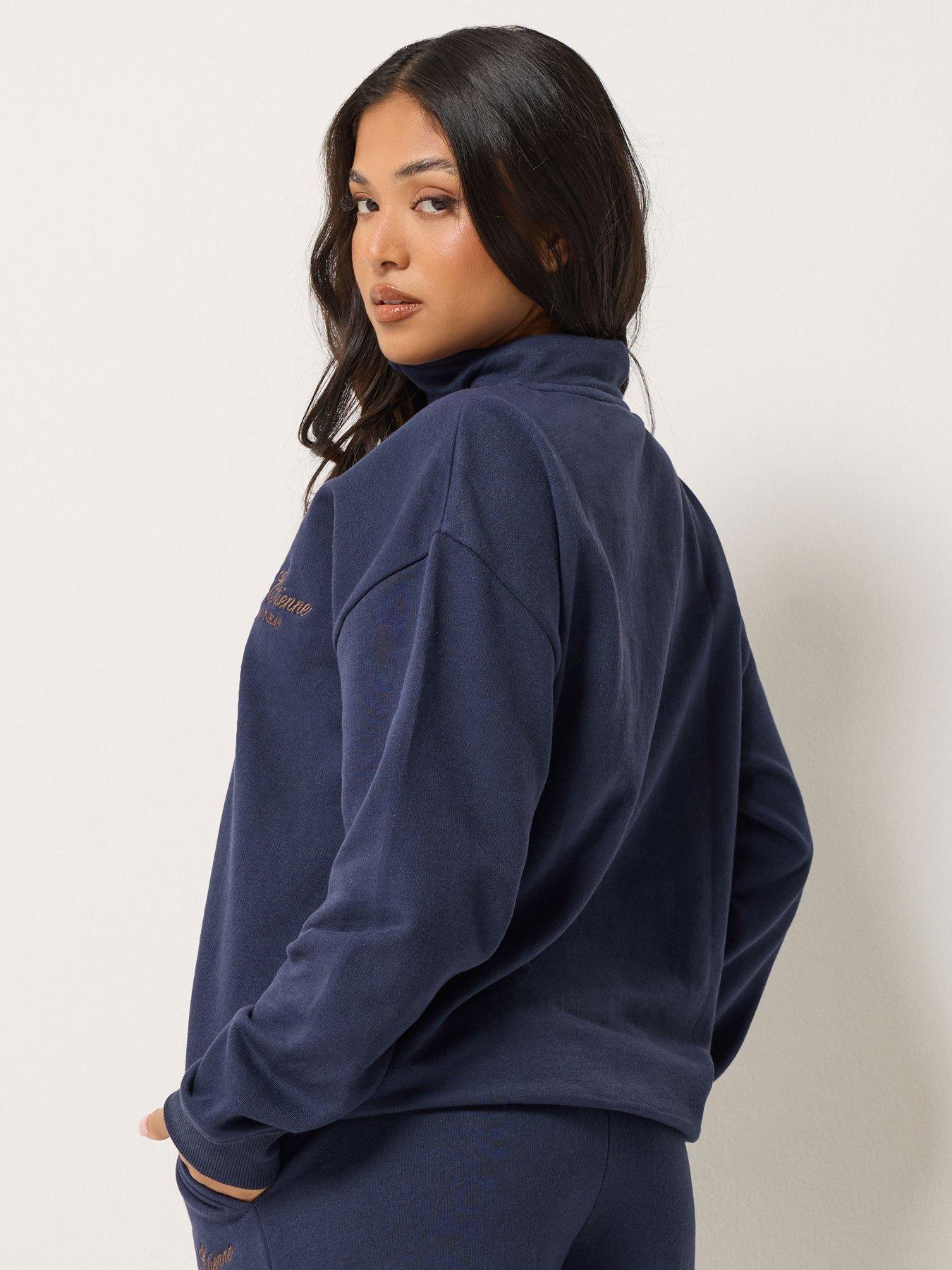 Image 2 of 4 of PixieGirl Petite Quarter Zip Sweatshirt - Blue