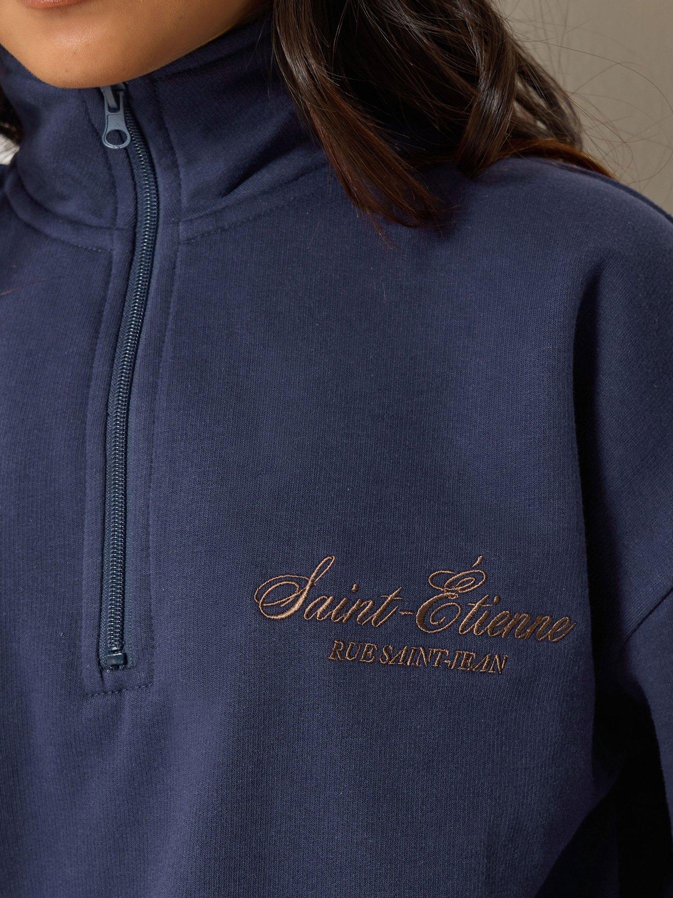 Image 4 of 4 of PixieGirl Petite Quarter Zip Sweatshirt - Blue