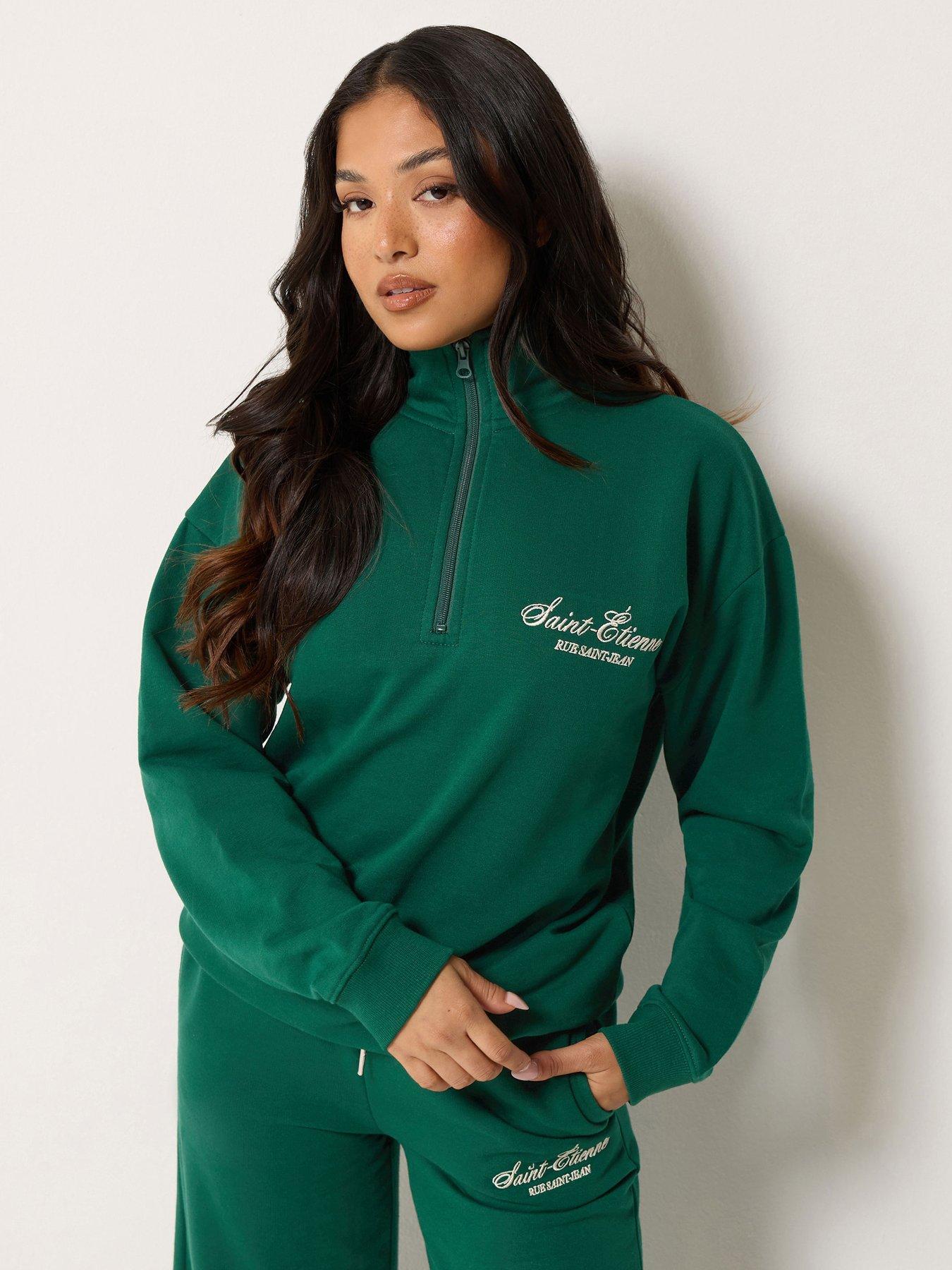 Image 1 of 4 of PixieGirl Petite Quarter Zip Sweatshirt - Green