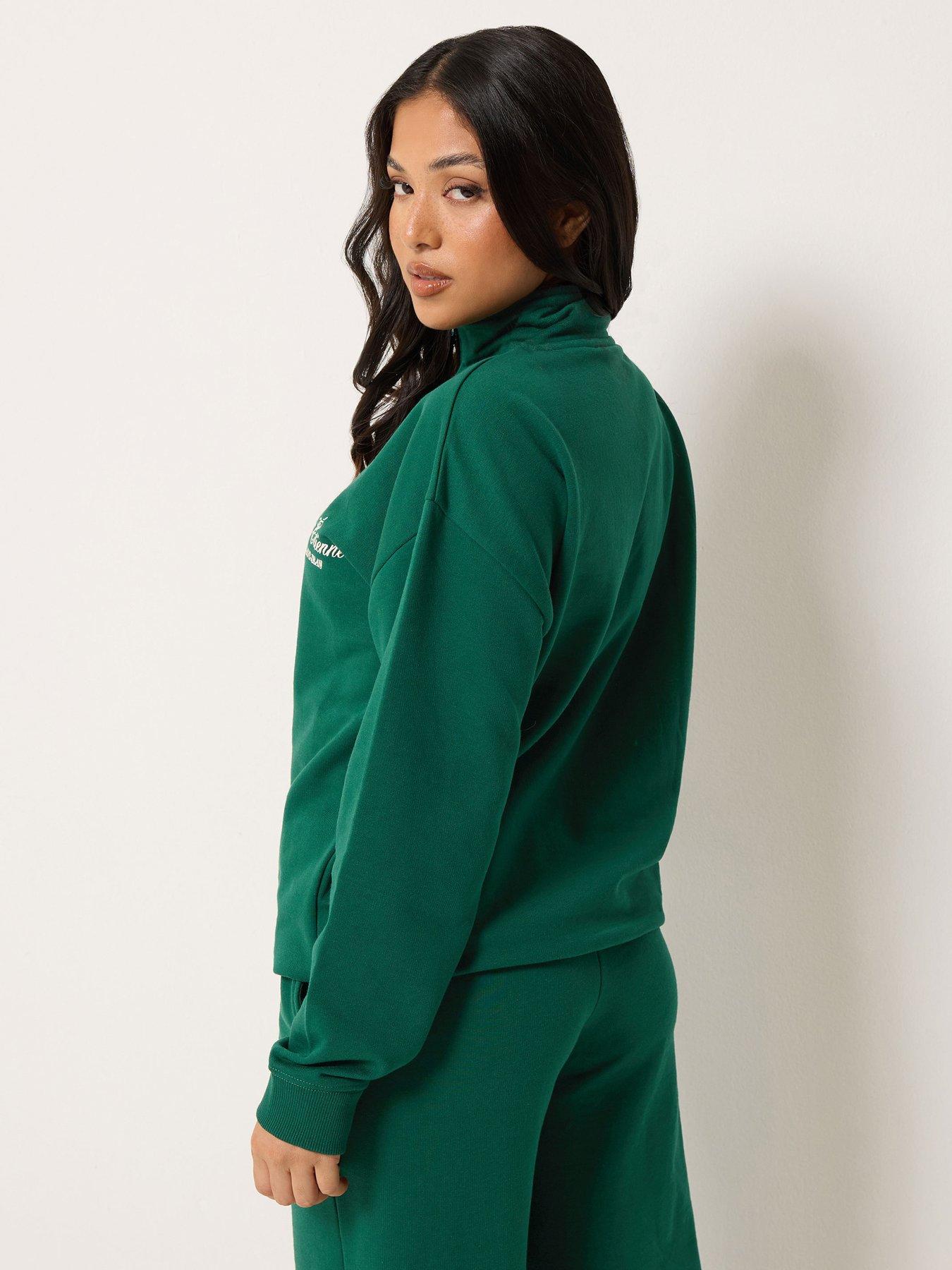 Image 2 of 4 of PixieGirl Petite Quarter Zip Sweatshirt - Green