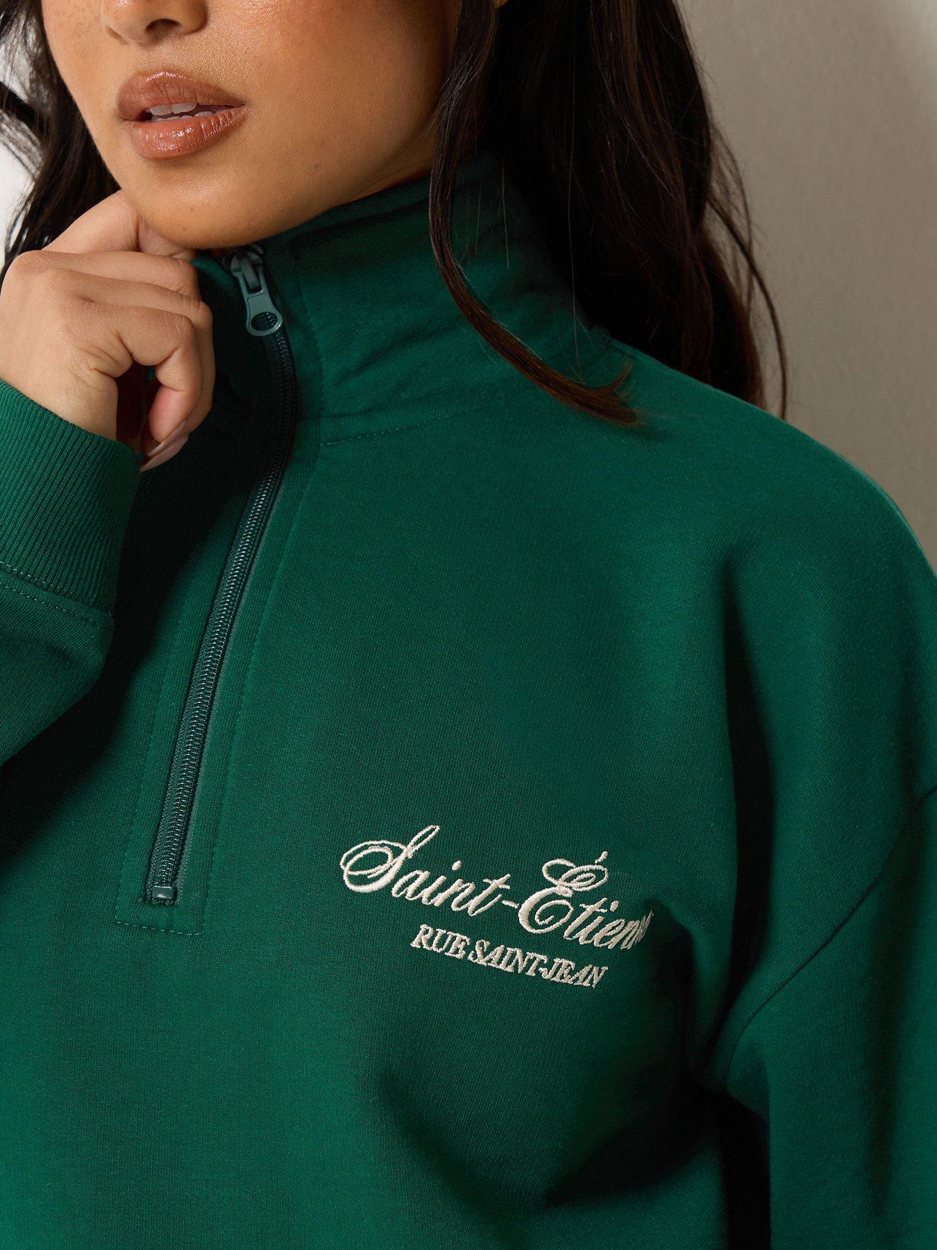 Image 4 of 4 of PixieGirl Petite Quarter Zip Sweatshirt - Green