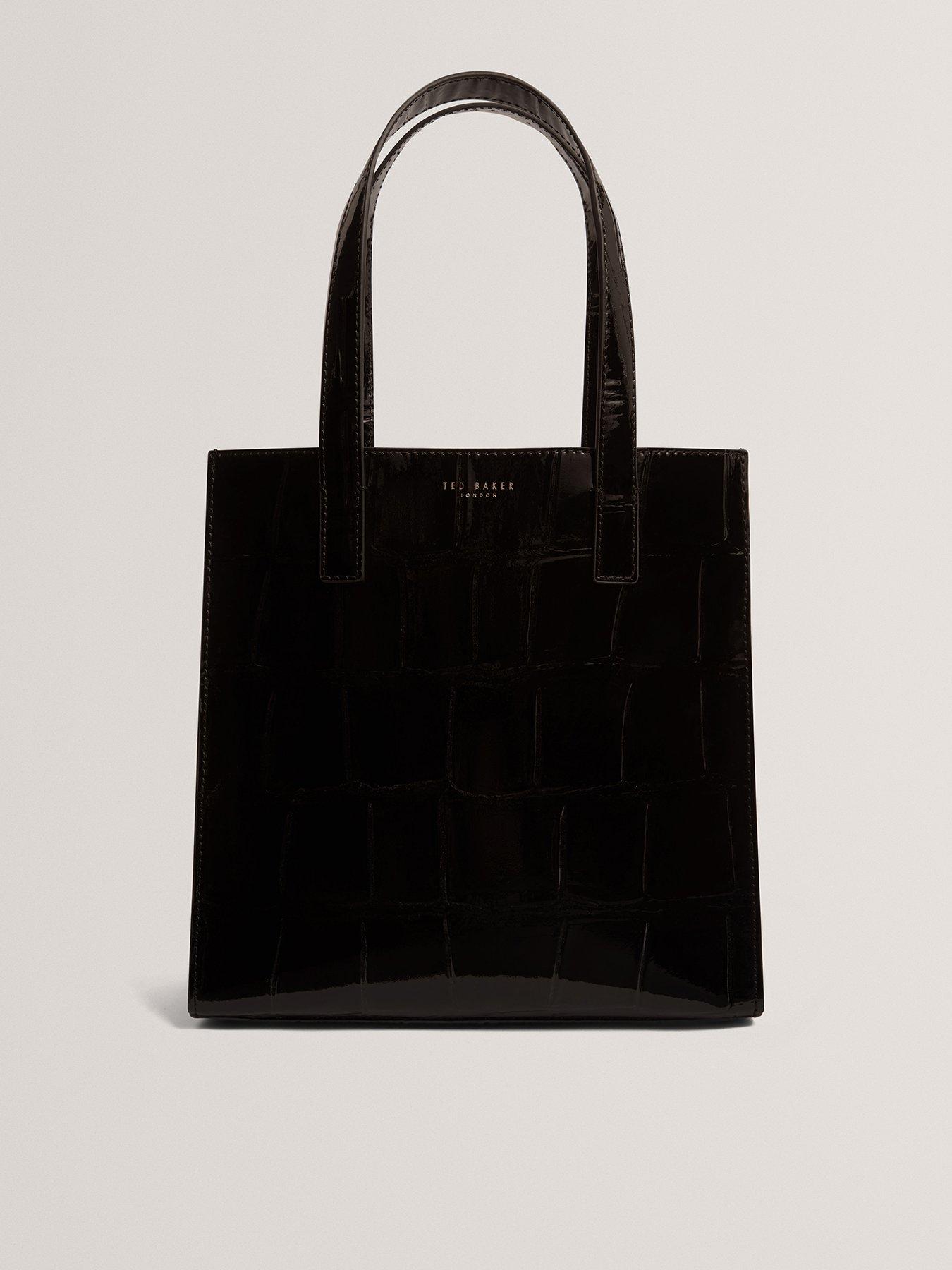 Image 1 of 5 of Ted Baker Croc Effect Small Tote Bag - Black