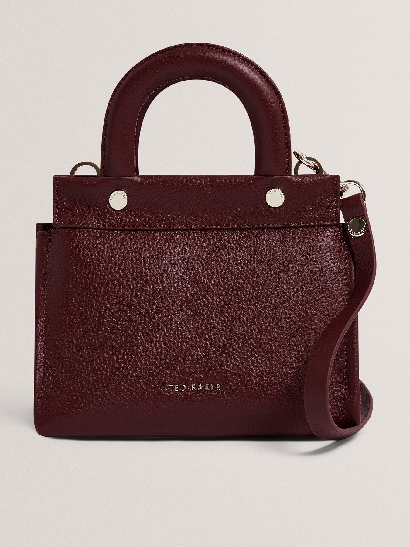 Image 1 of 4 of Ted Baker Pebbled Leather Grab Handle Small Tote Bag - Red