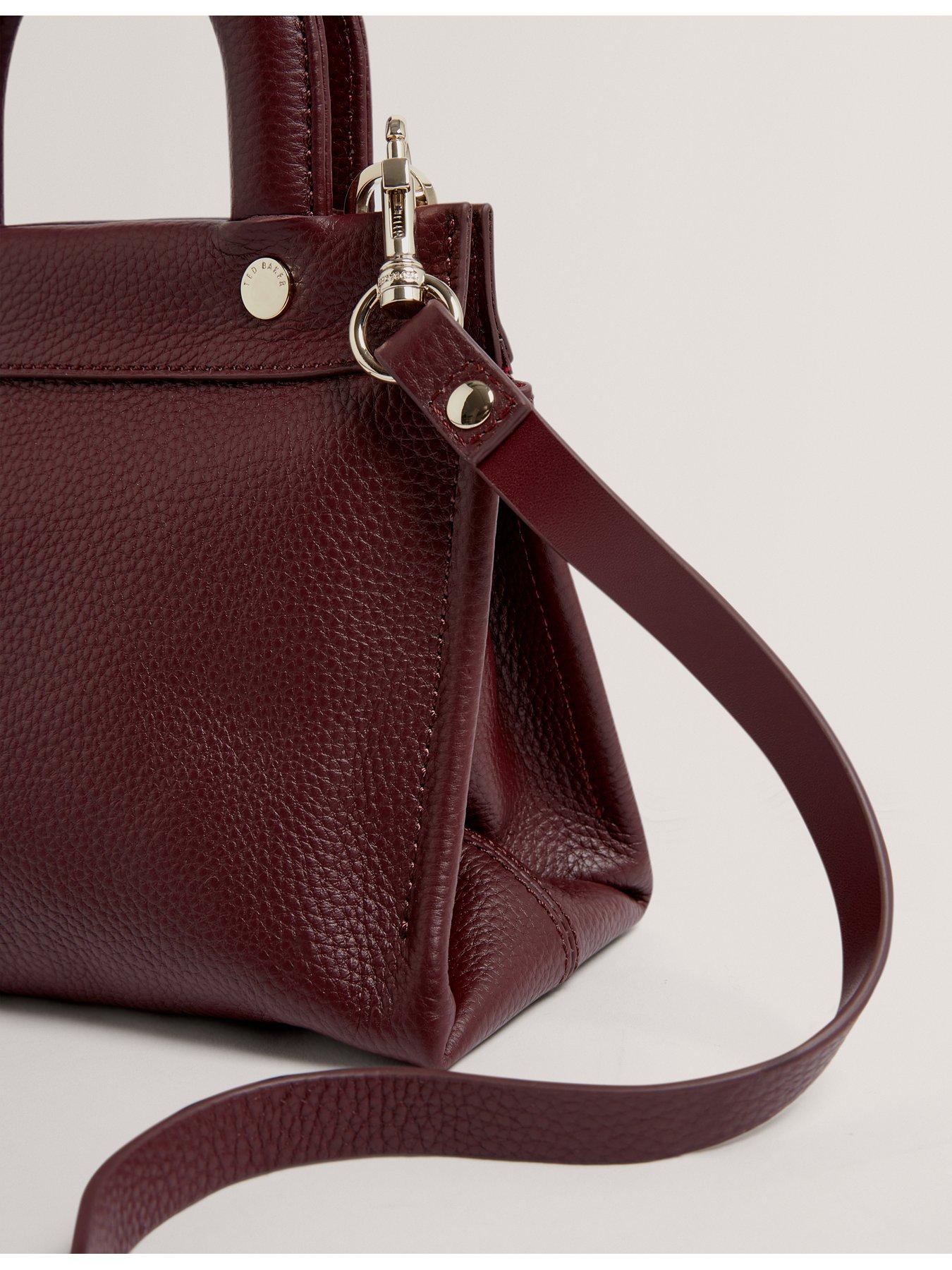 Image 3 of 4 of Ted Baker Pebbled Leather Grab Handle Small Tote Bag - Red