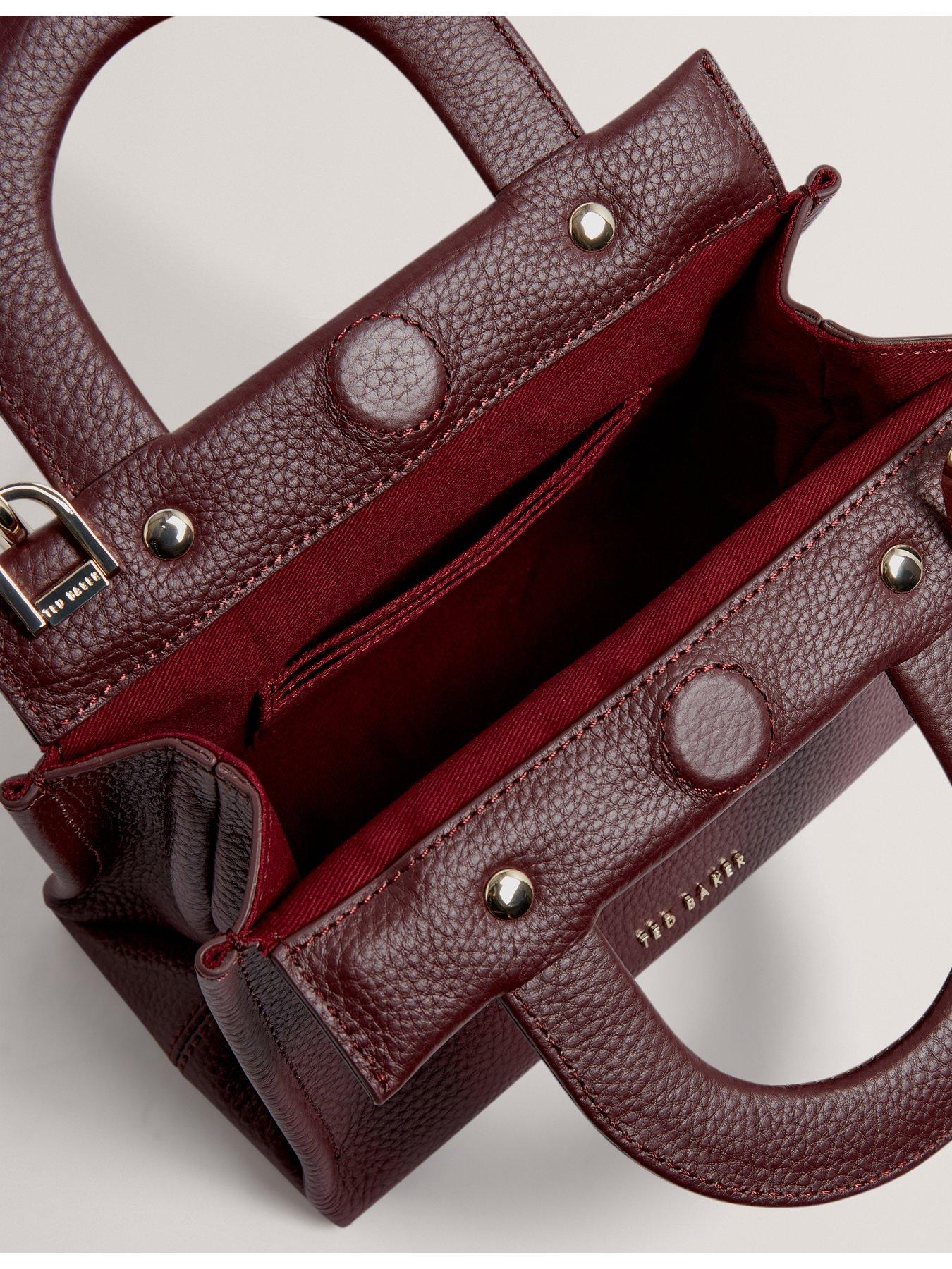 Image 4 of 4 of Ted Baker Pebbled Leather Grab Handle Small Tote Bag - Red