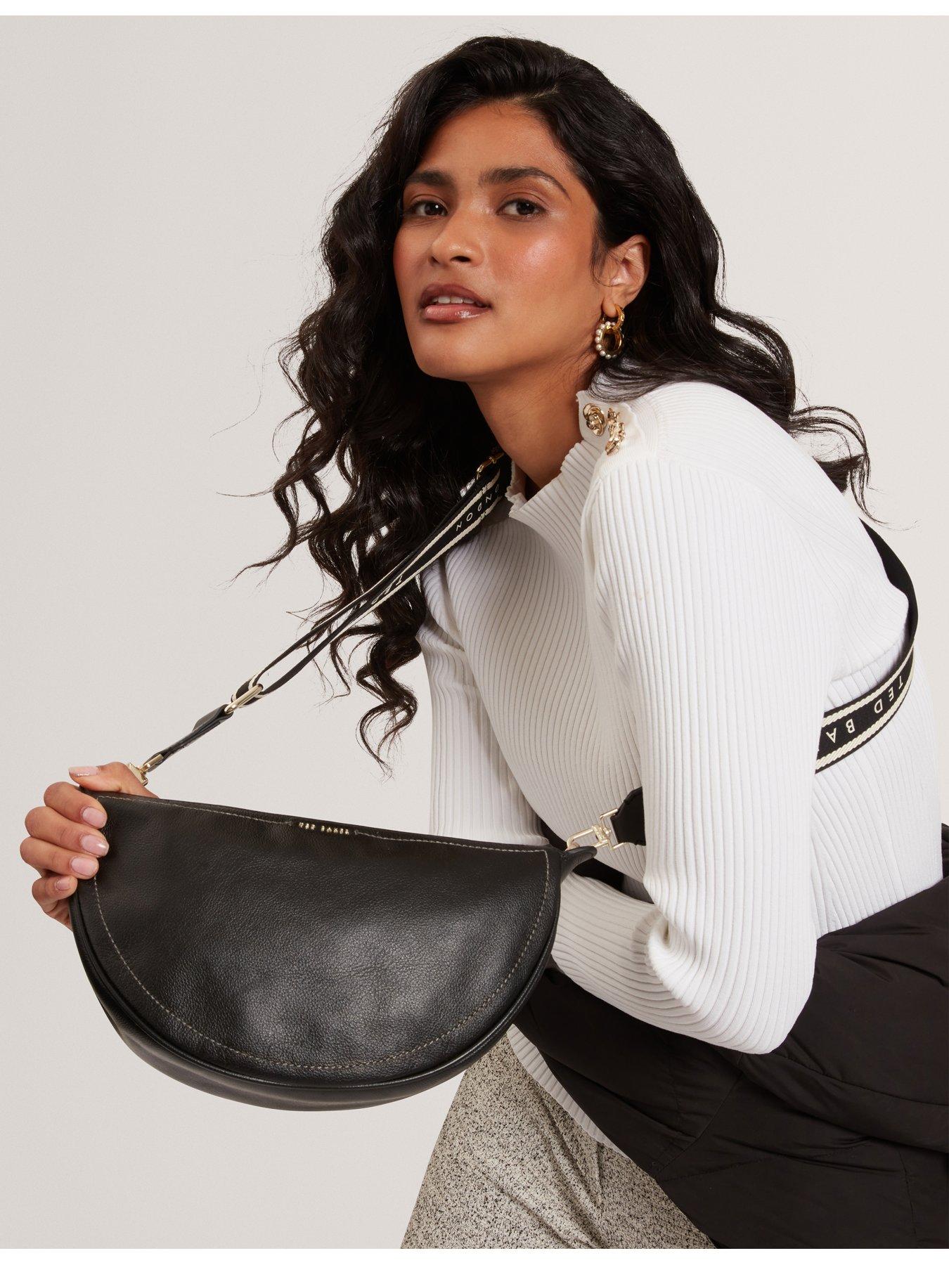 Image 2 of 6 of Ted Baker Leather Half Moon Crossbody Bag - Black