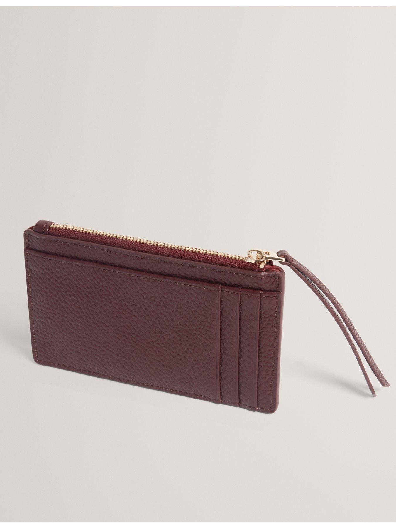 Image 3 of 4 of Ted Baker Pebbled Leather Zip Card Holder - Red