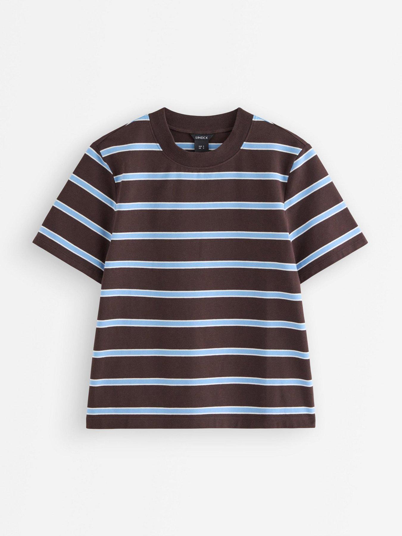 Image 2 of 4 of Lindex Women's Katja Striped Ringer T-Shirt - Brown/Blue