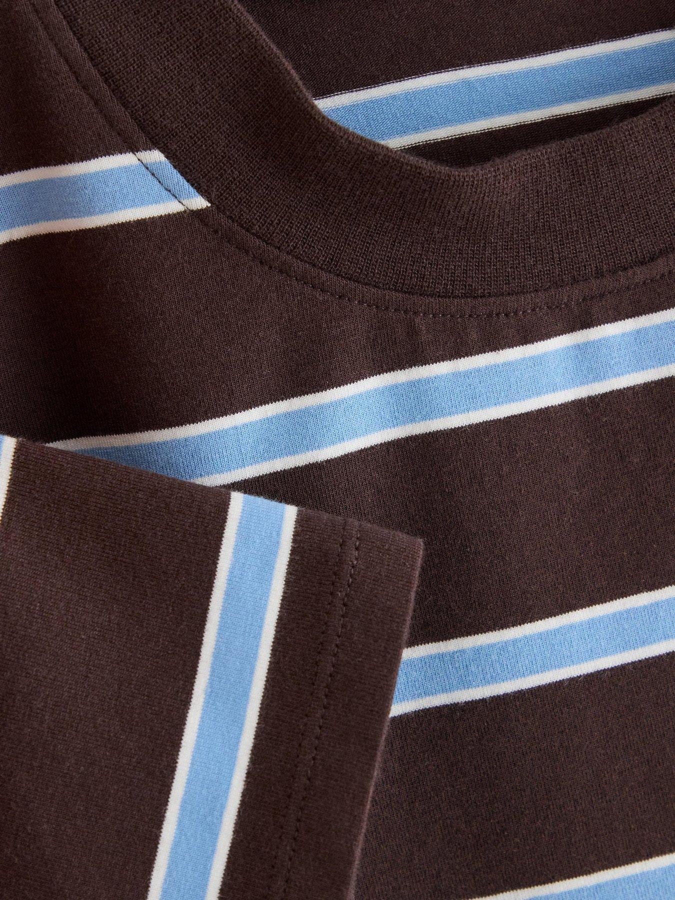 Image 4 of 4 of Lindex Women's Katja Striped Ringer T-Shirt - Brown/Blue