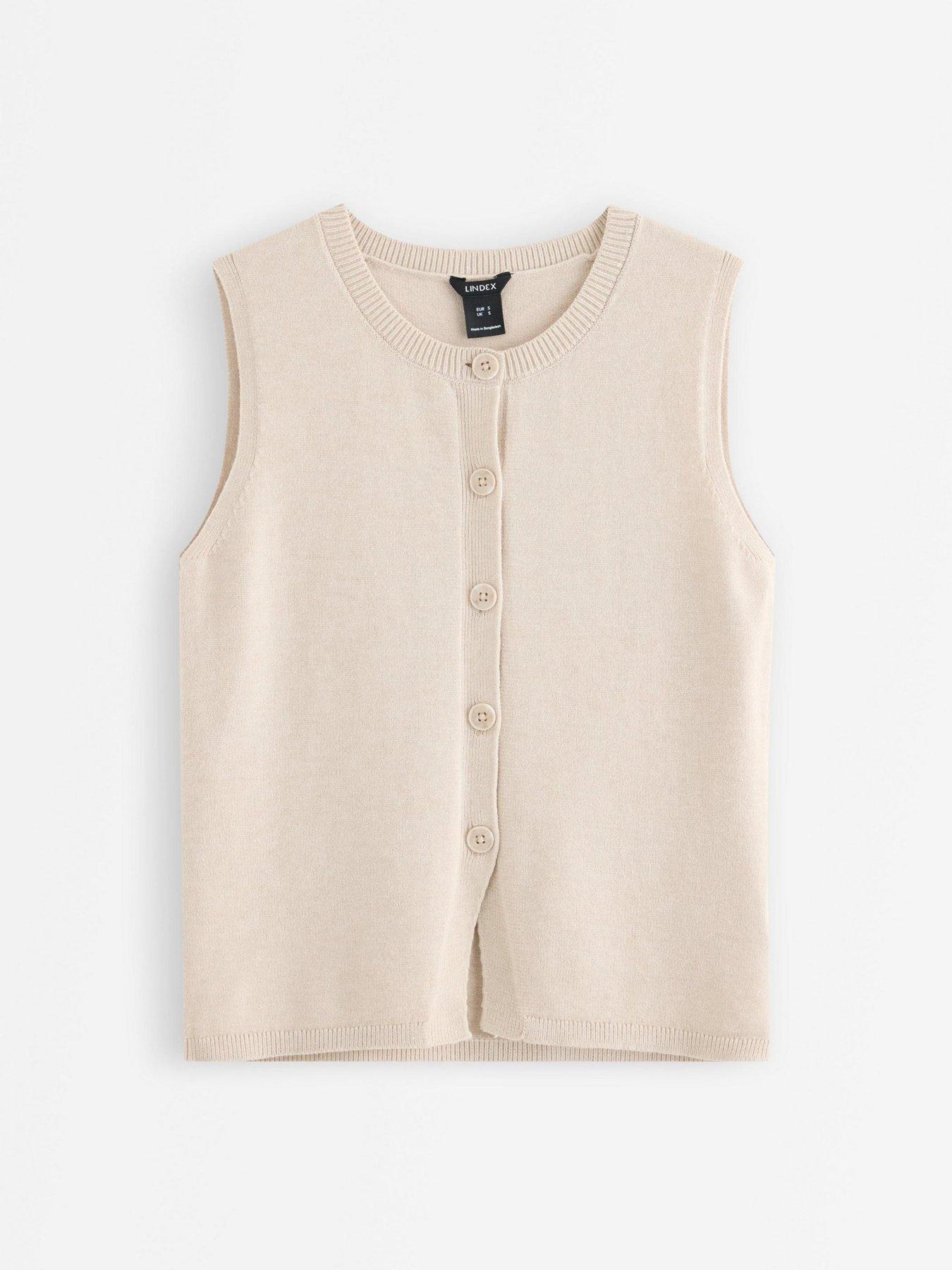 Image 2 of 4 of Lindex Women's Knitted Button-Front Vest - Light Beige