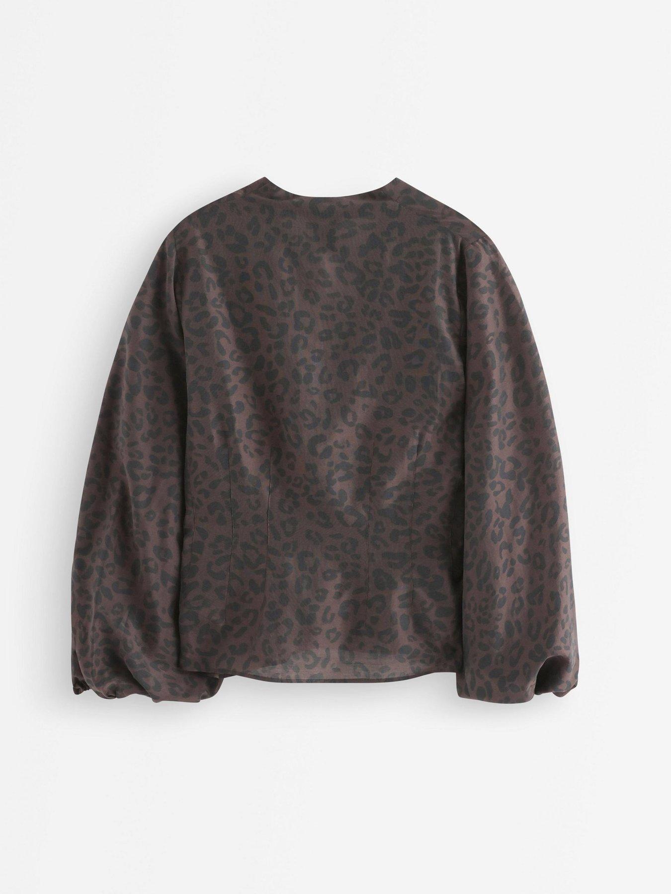Image 3 of 4 of Lindex Womens V-Neck Leopard Print Blouse - Brown